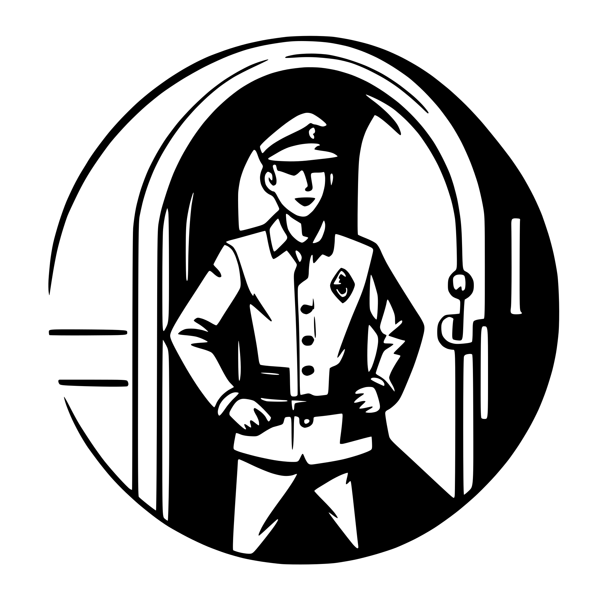 AI-generated SVG of a a security guard in front of a red door