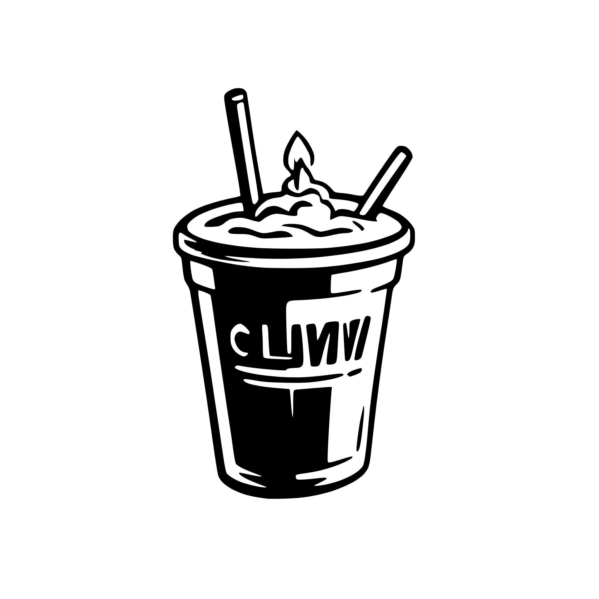 AI-generated SVG of a a cup of smoothie, with a word "Slurpy" in the middle (the name not printed on the cup, but passing through the cup and cutting it)