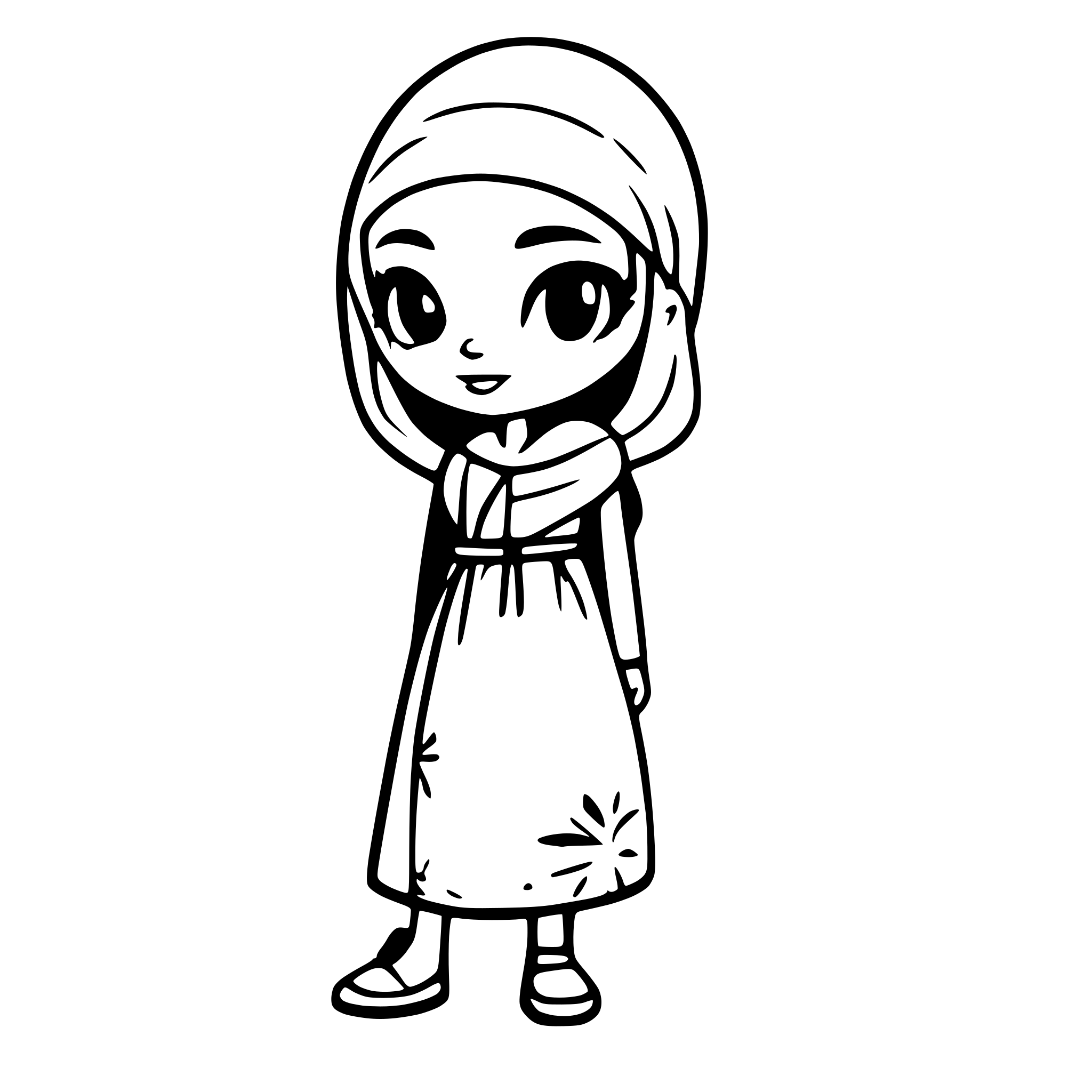 AI-generated SVG of a Summer Muslim Girls Clothing Outfit Maxi Dress Breathable