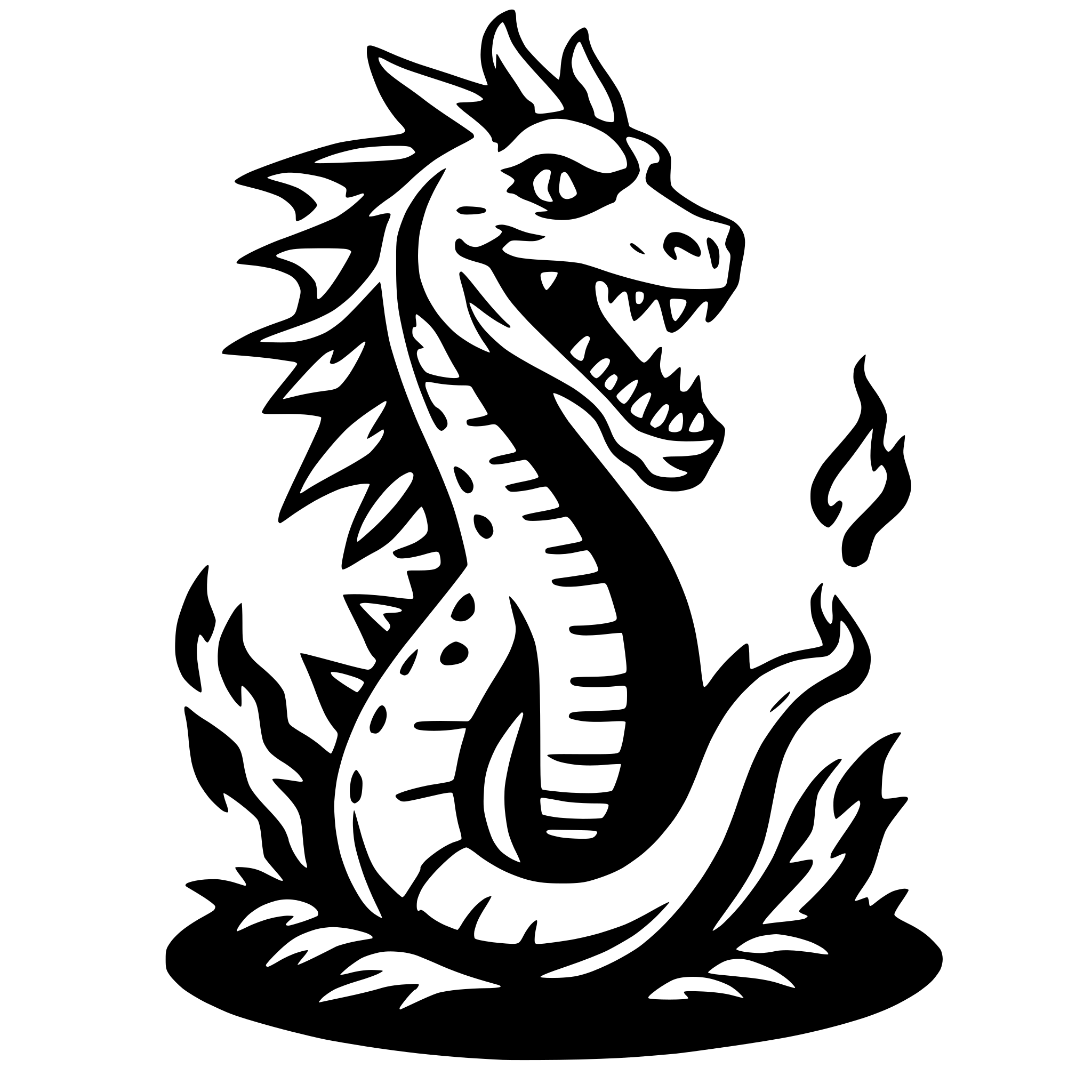 AI-generated SVG of a dragon with flame
