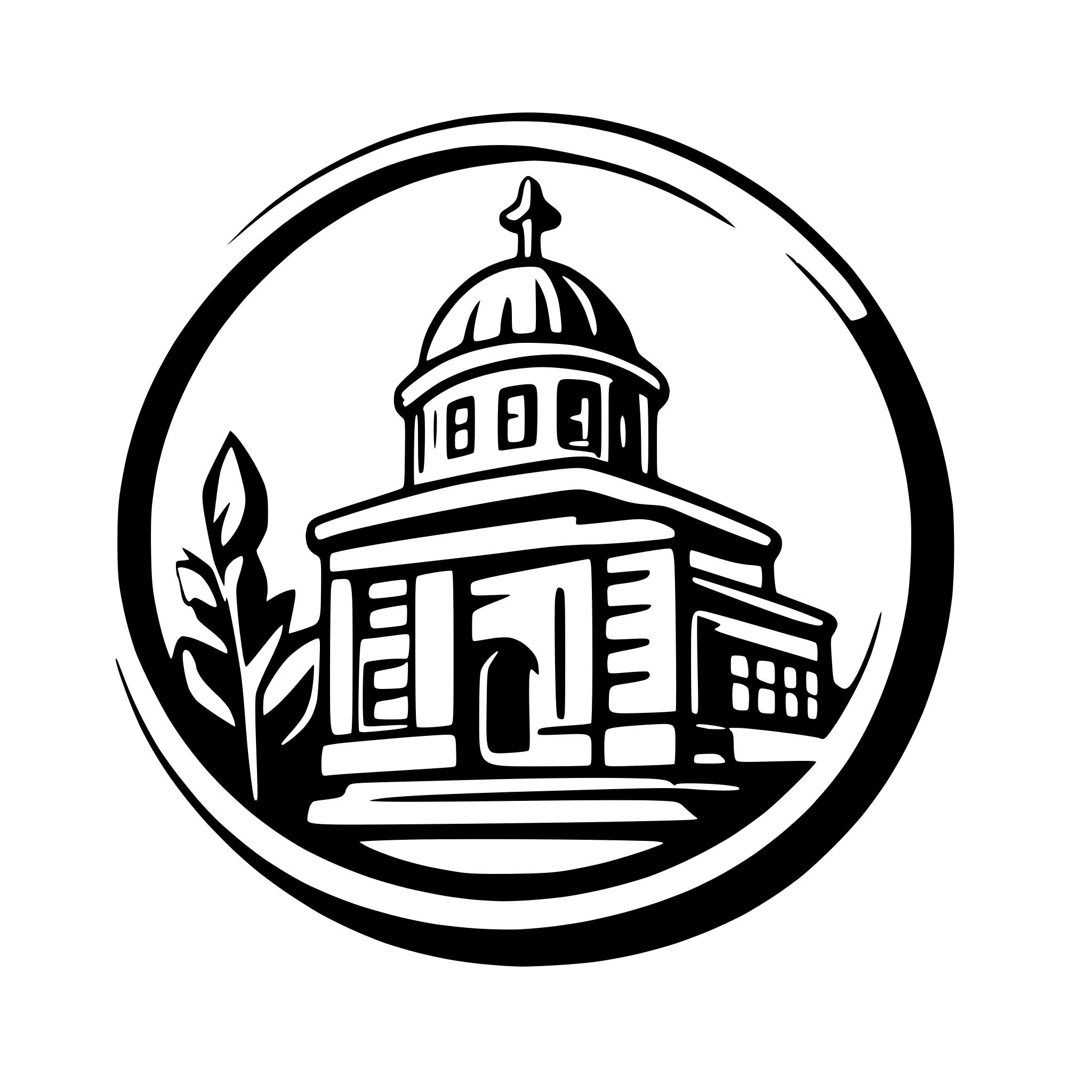AI-generated SVG of a the logo for the online educational portal for municipal employees, it should have the administration building, in front of it stands a municipal employee, the Russian flag