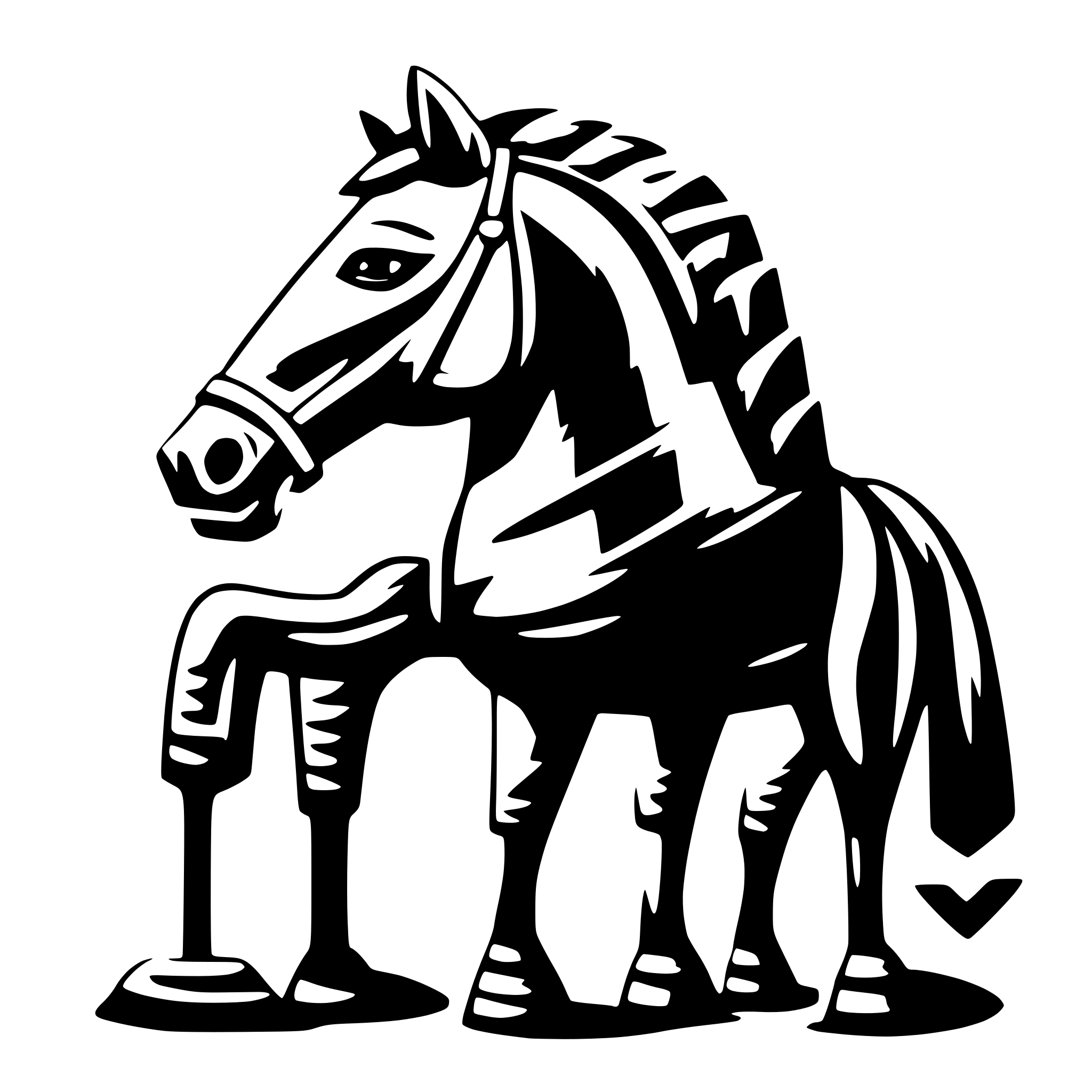 AI-generated SVG of a trojan horse as an very minimal icon