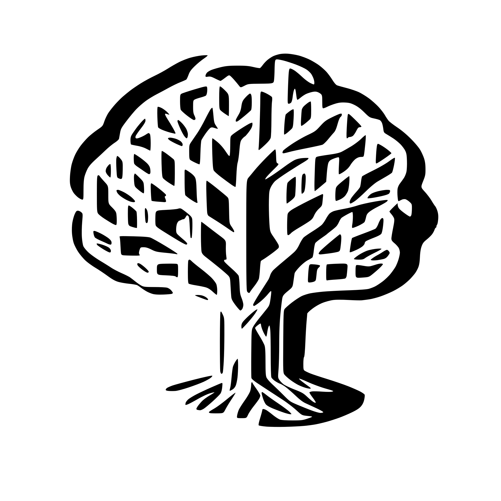 AI-generated SVG of a weird psychedelic tree, circuits