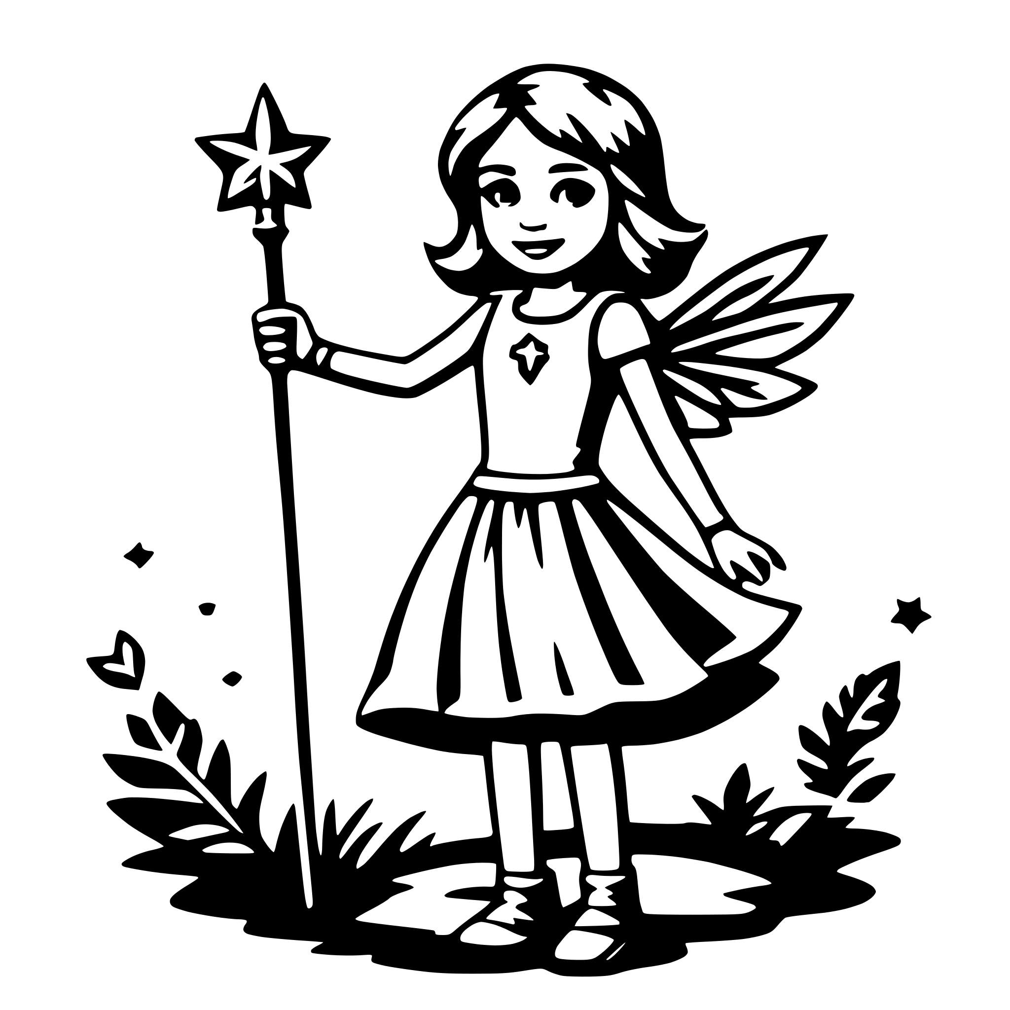 AI-generated SVG of 'fairy with wand'
