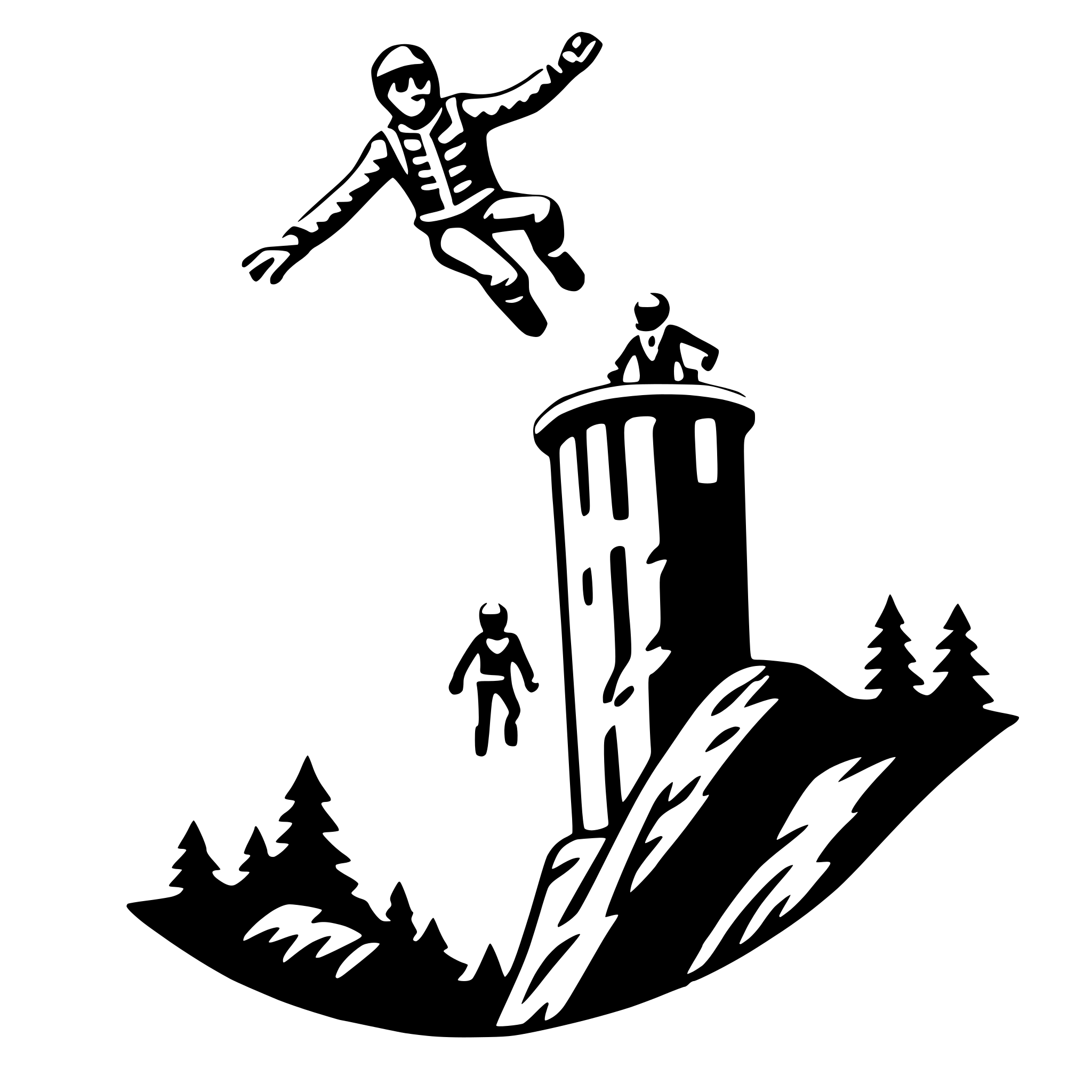 AI-generated SVG of a base jumping adventure