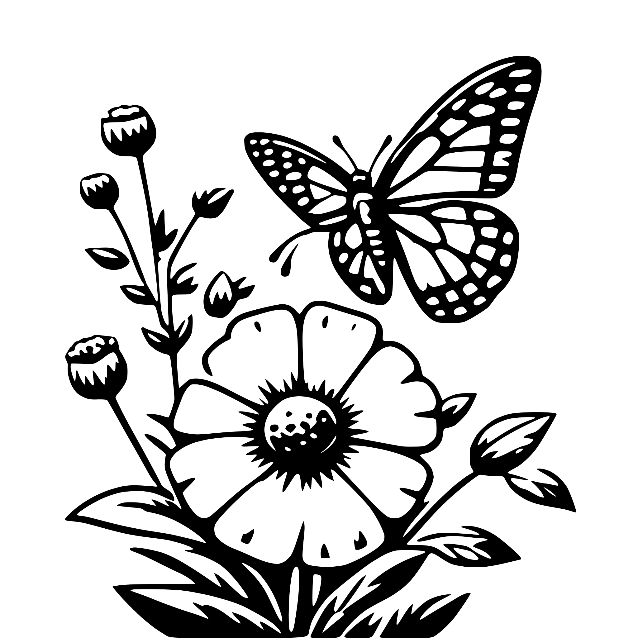 AI-generated SVG of 'butterfly and flowers'