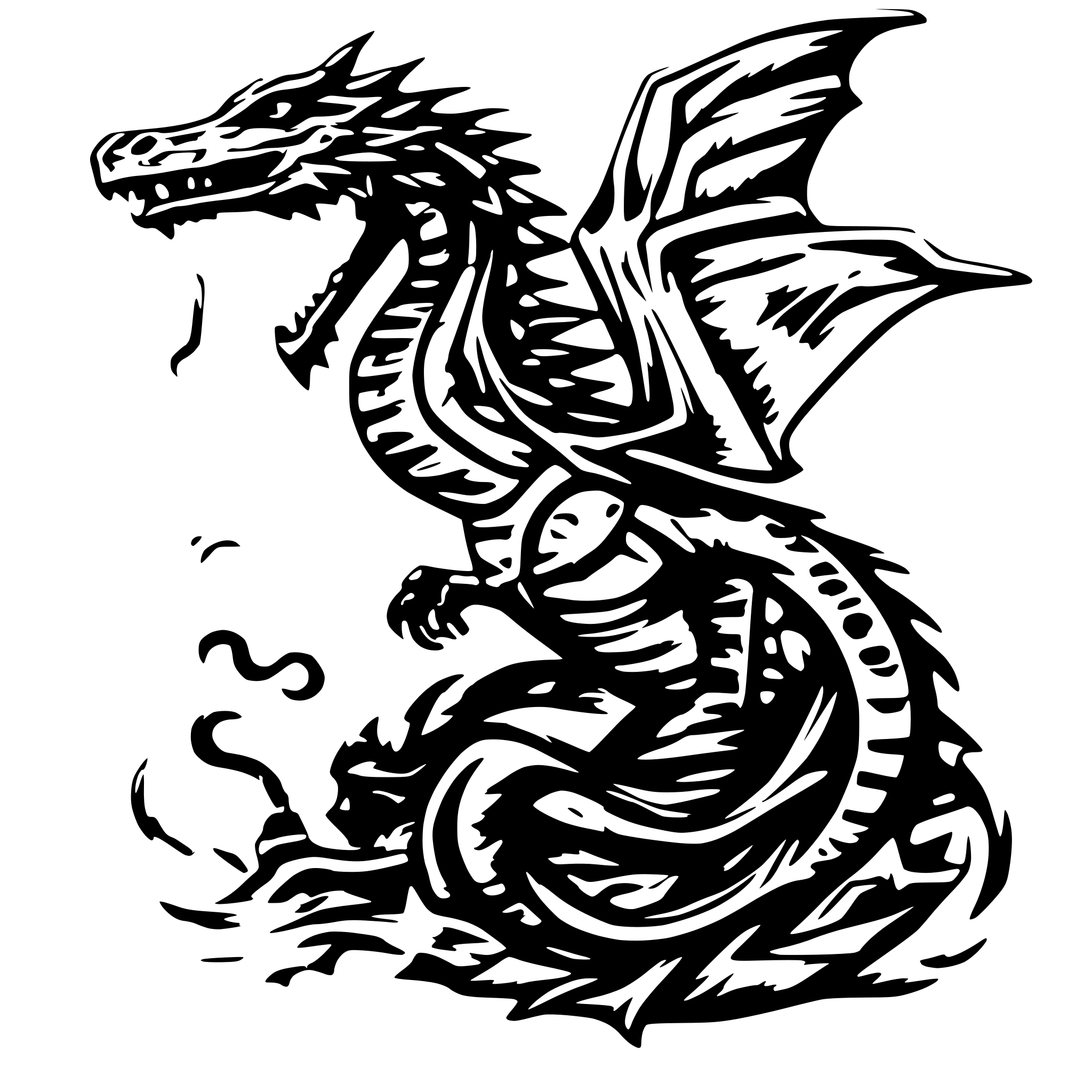 AI-generated SVG of 'make a dragon flying on a broomstick'