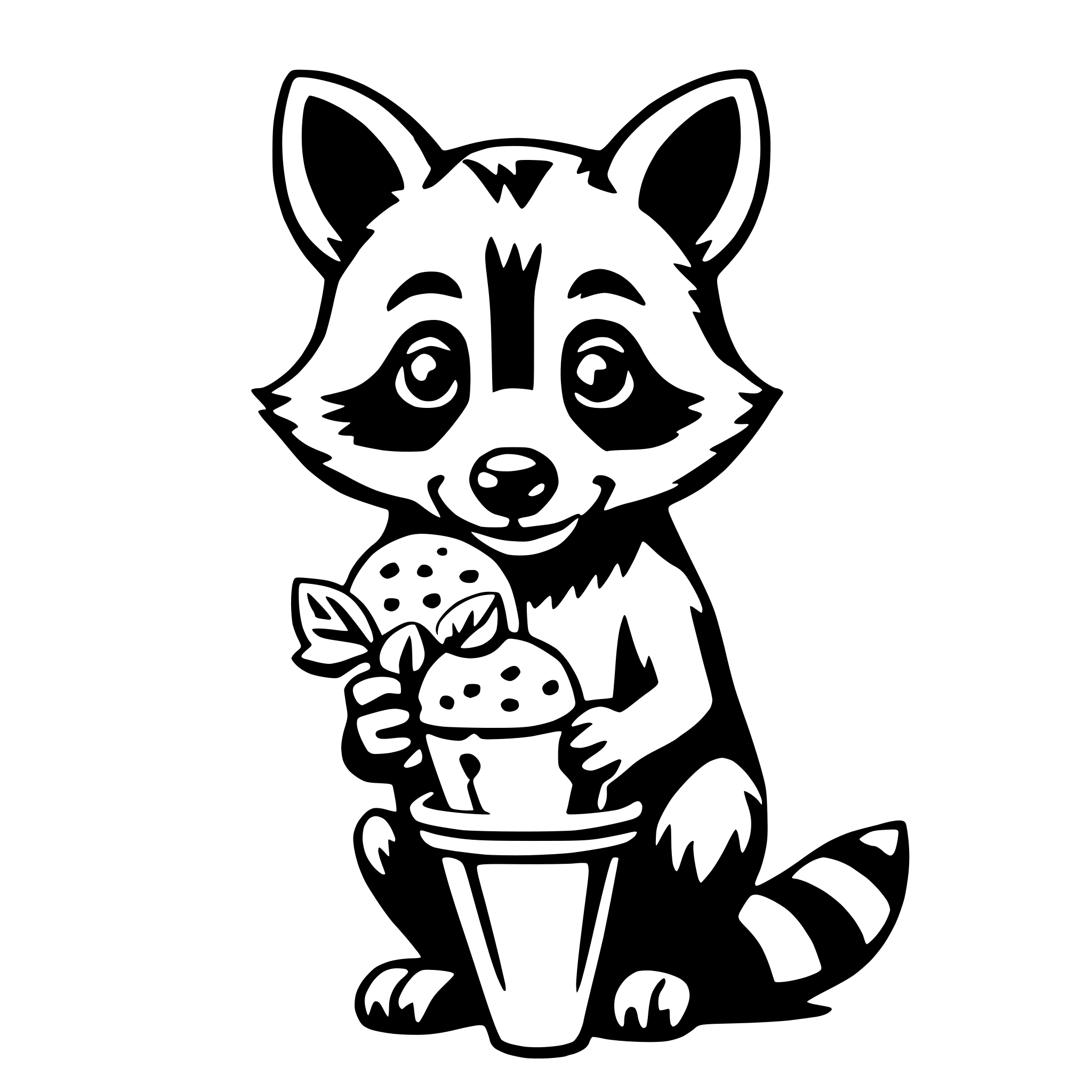 AI-generated SVG of a raccoon with ice cream
