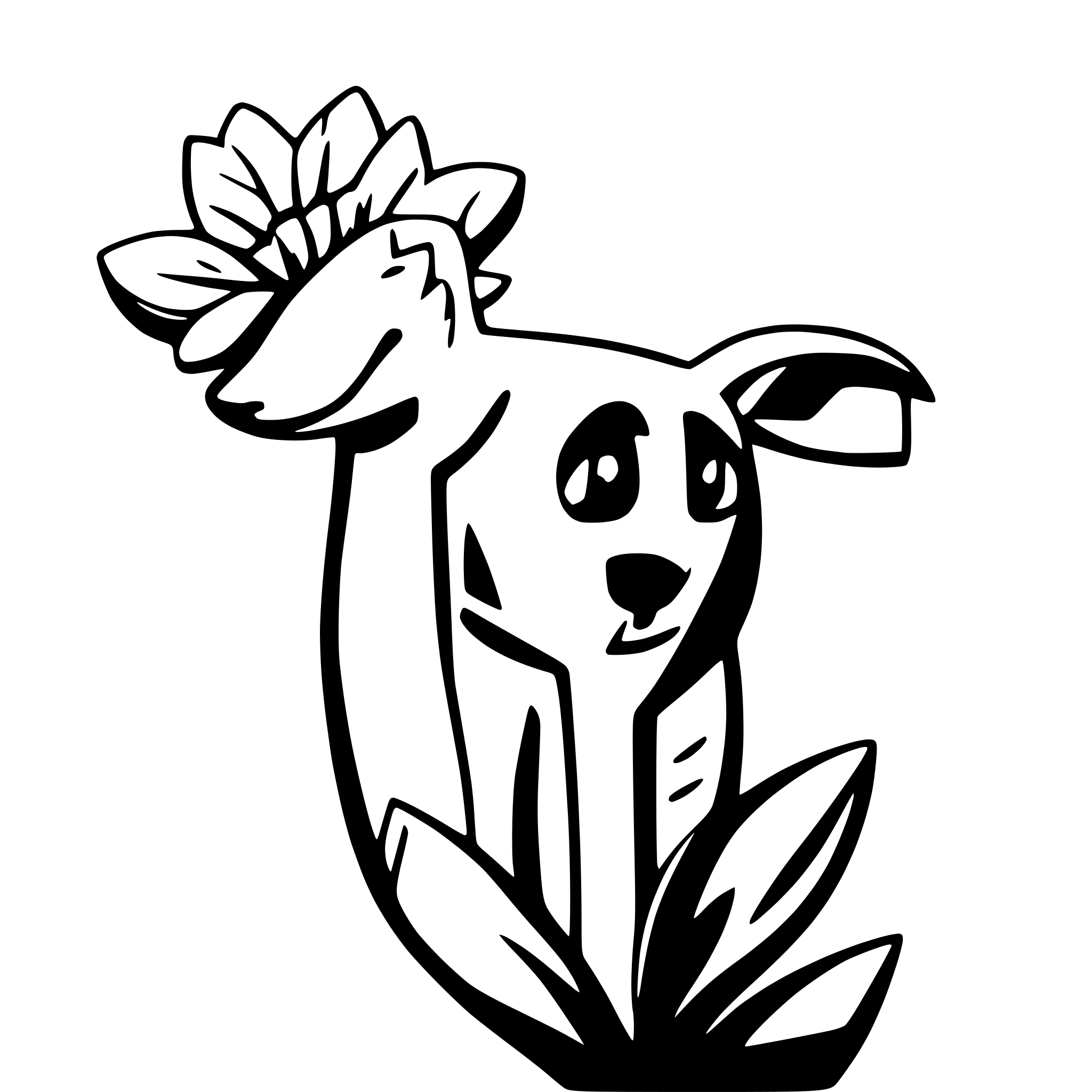 AI-generated SVG of a A greyhound that is peeing on a flower