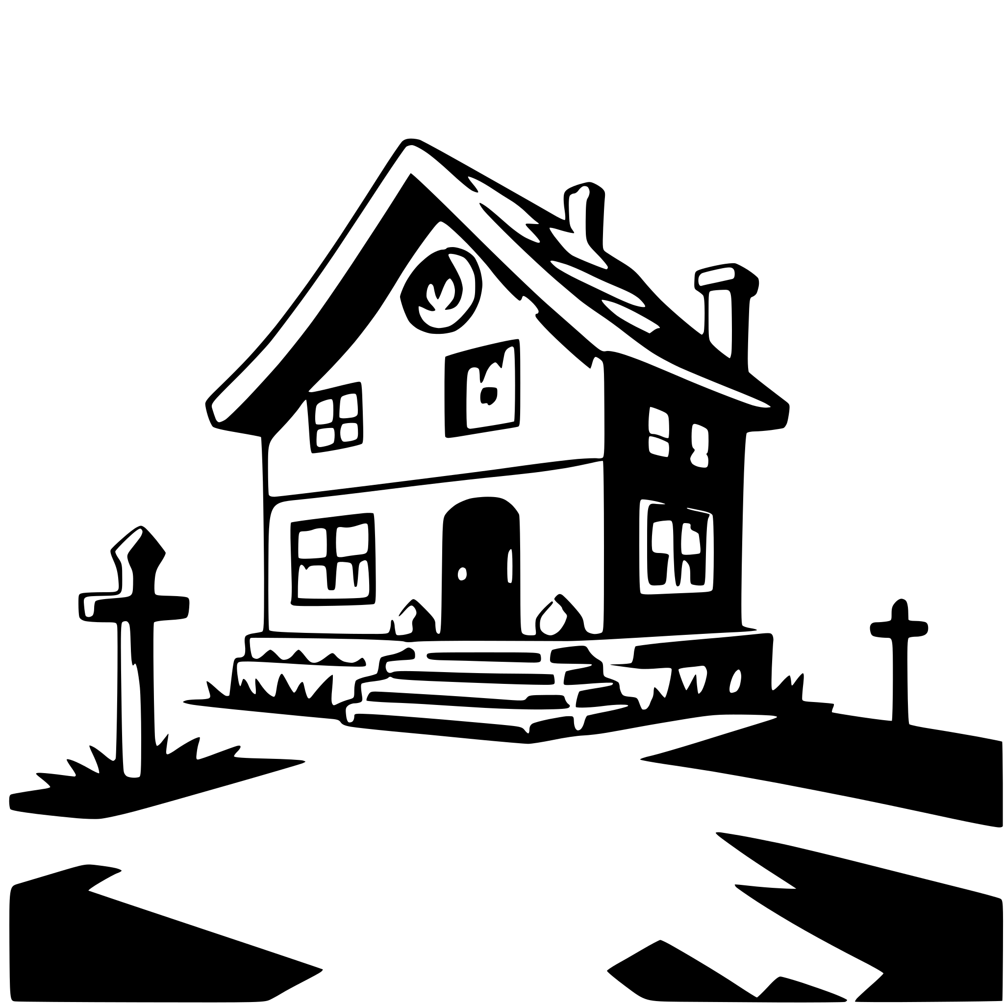 AI-generated SVG of 'haunted house with spirits'