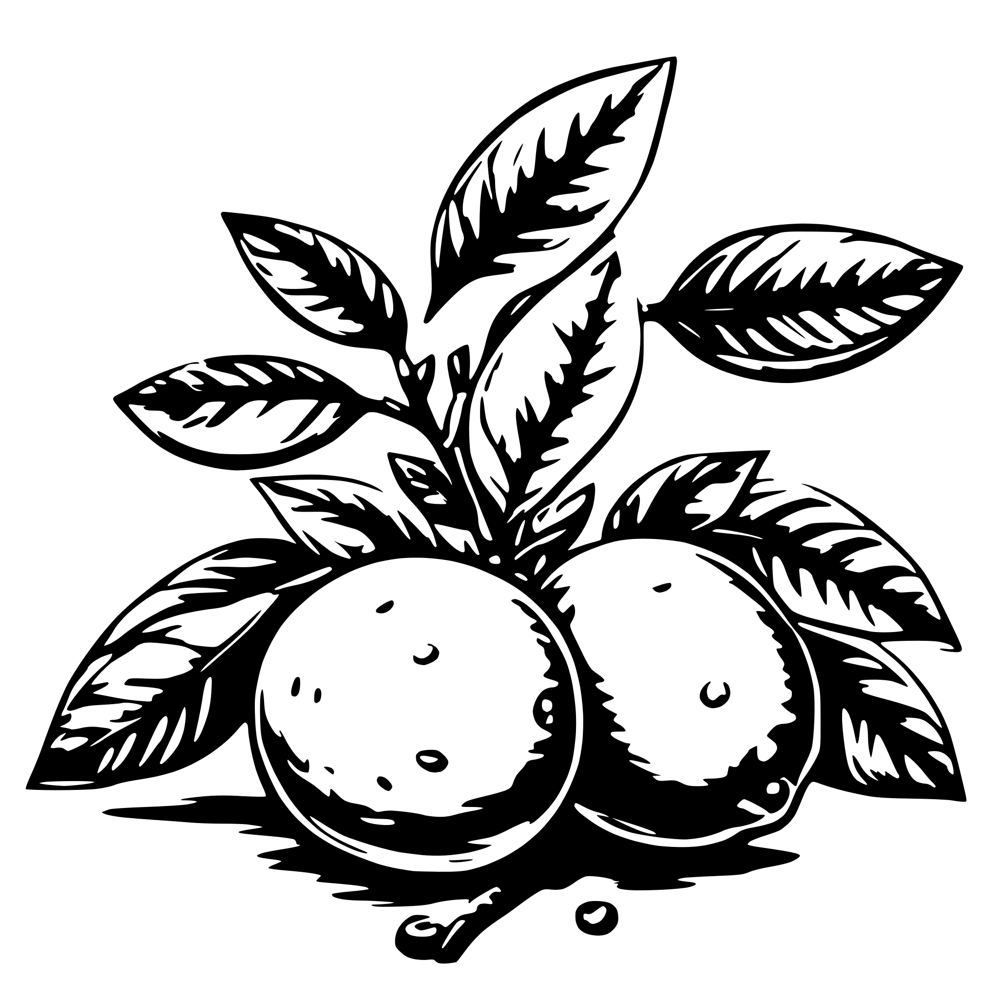 AI-generated SVG of a Drawing of two lemons on a branch with orange blossom AI-generated SVG of a Drawing of two lemons on a branch with orange blossom