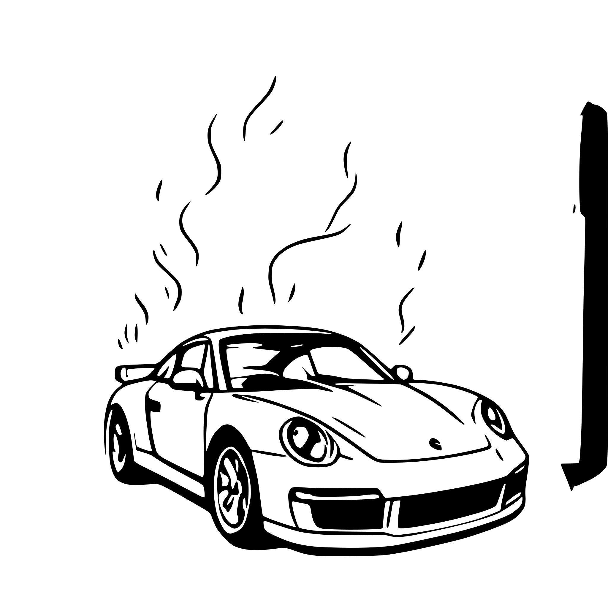 AI-generated SVG of a porche burning out
