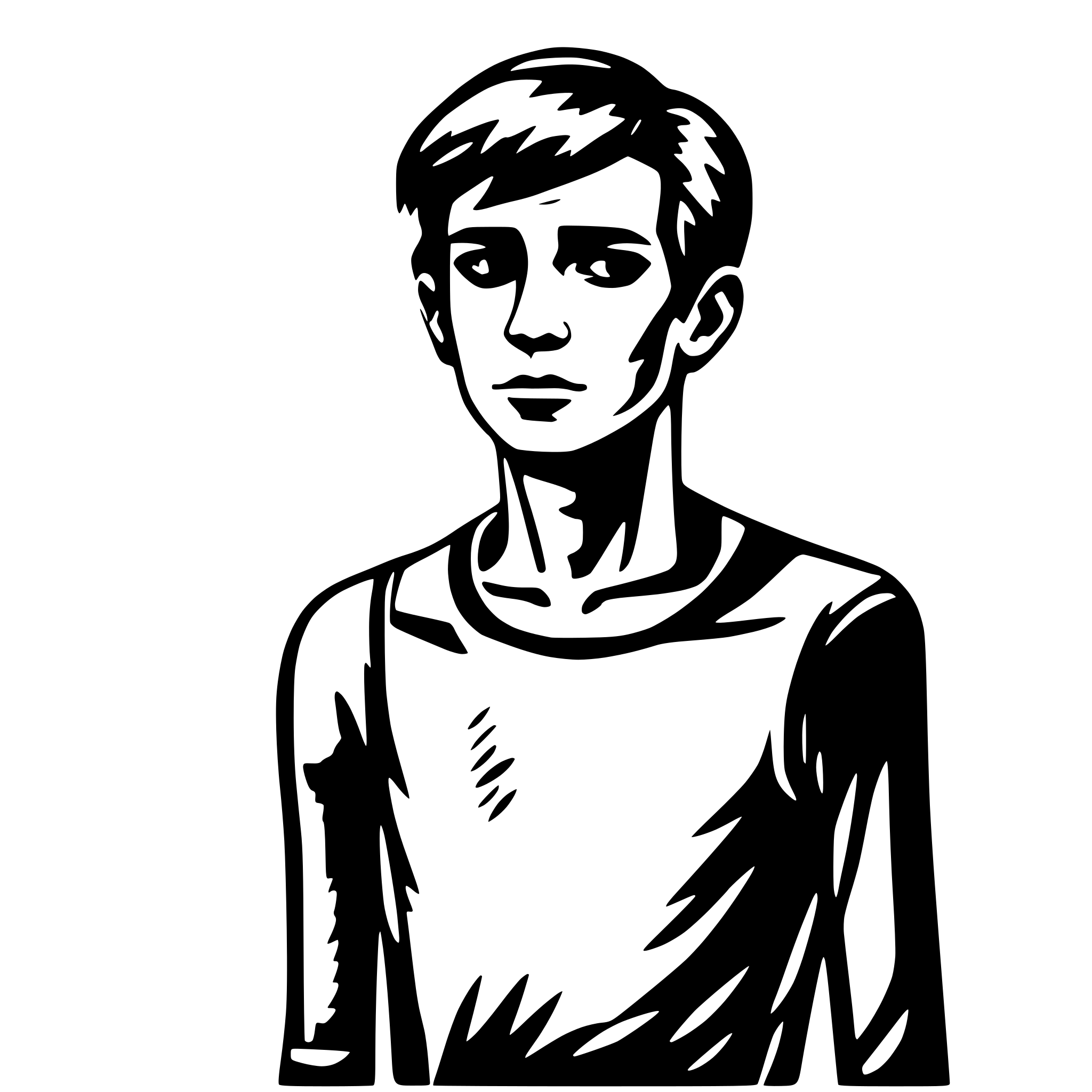 AI-generated SVG of 'sad faced skinny body type male'