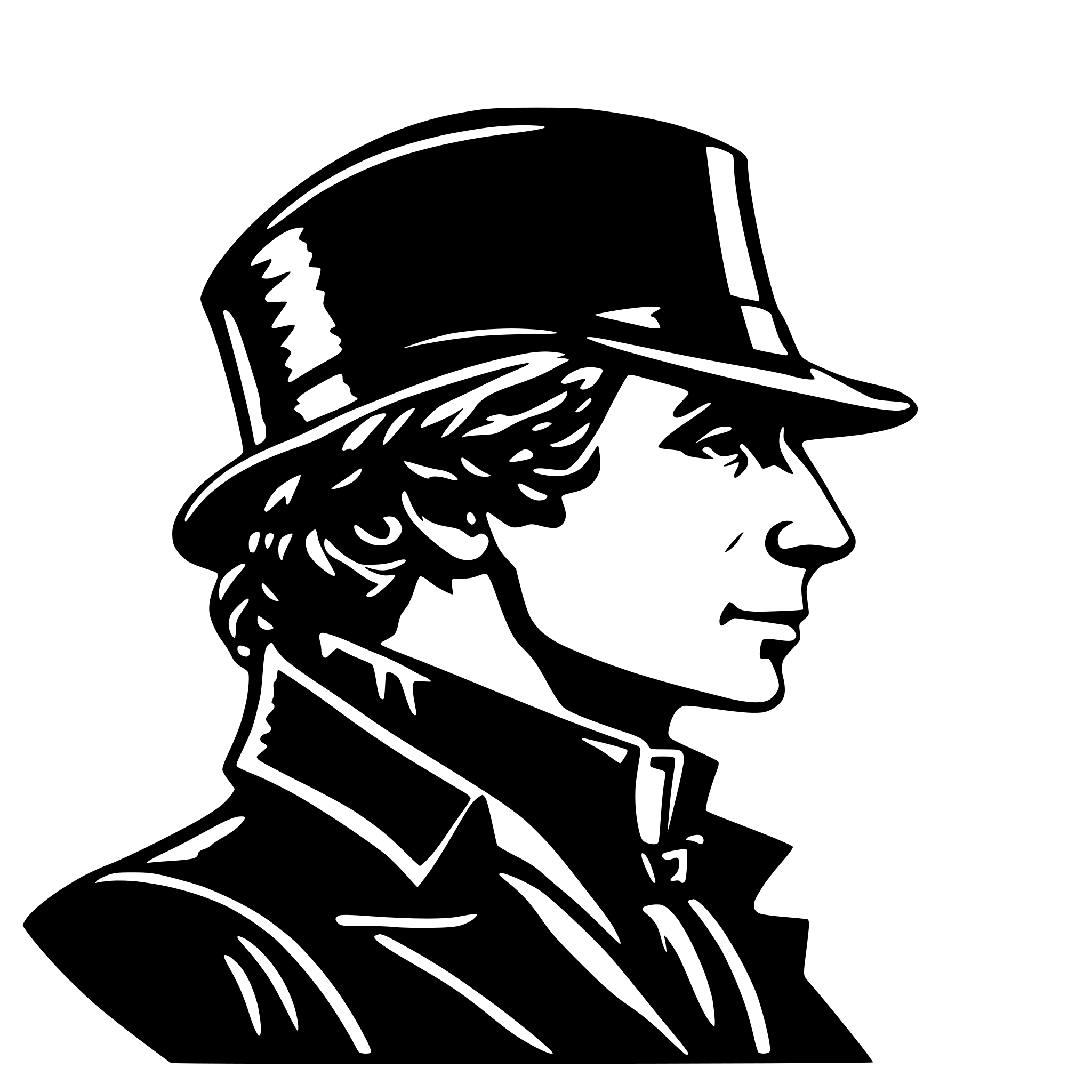 AI-generated SVG of 'create a sherlock holmes hat only the hat in profile'