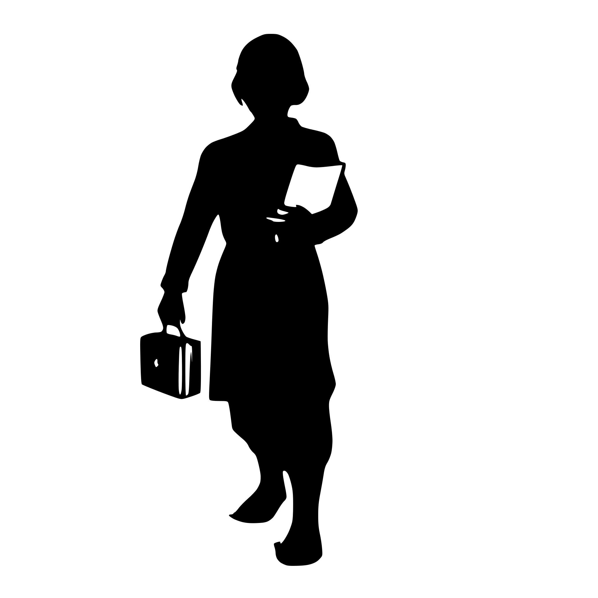AI-generated SVG of a Silhouette of a person walking and holding a bible