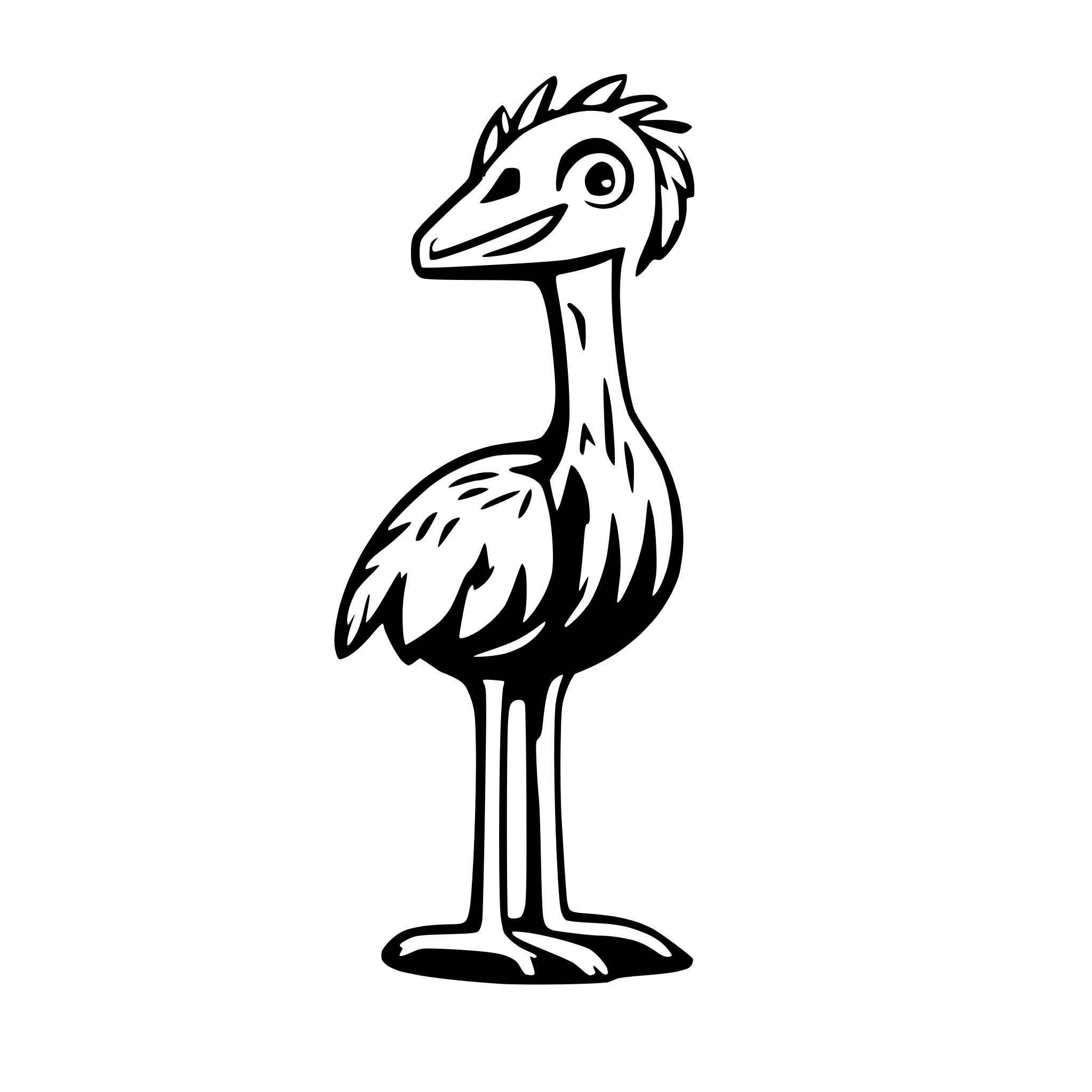 AI-generated SVG of 'A happy emu for kids in color'