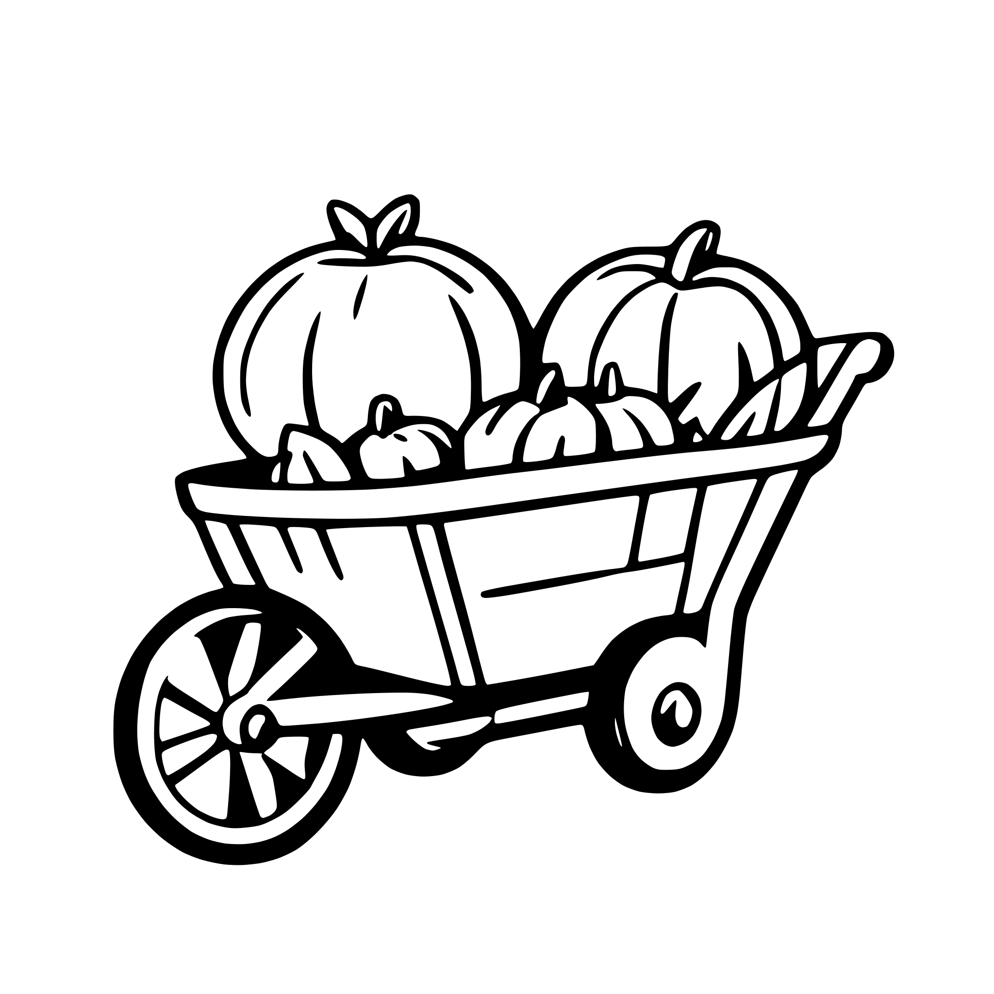 AI-generated SVG of 'Wheelbarrow with pumpkins'
