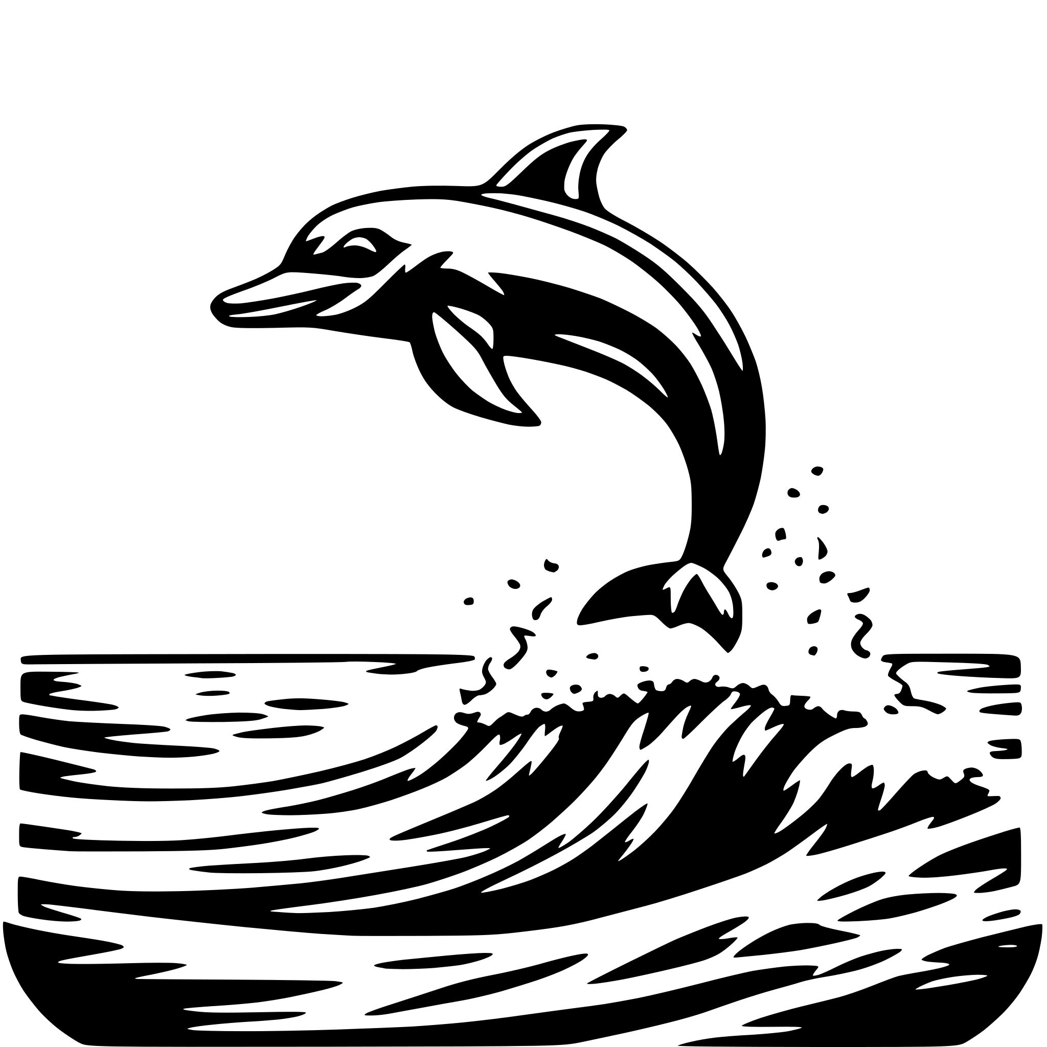 AI-generated SVG of a dolphin jumping waves