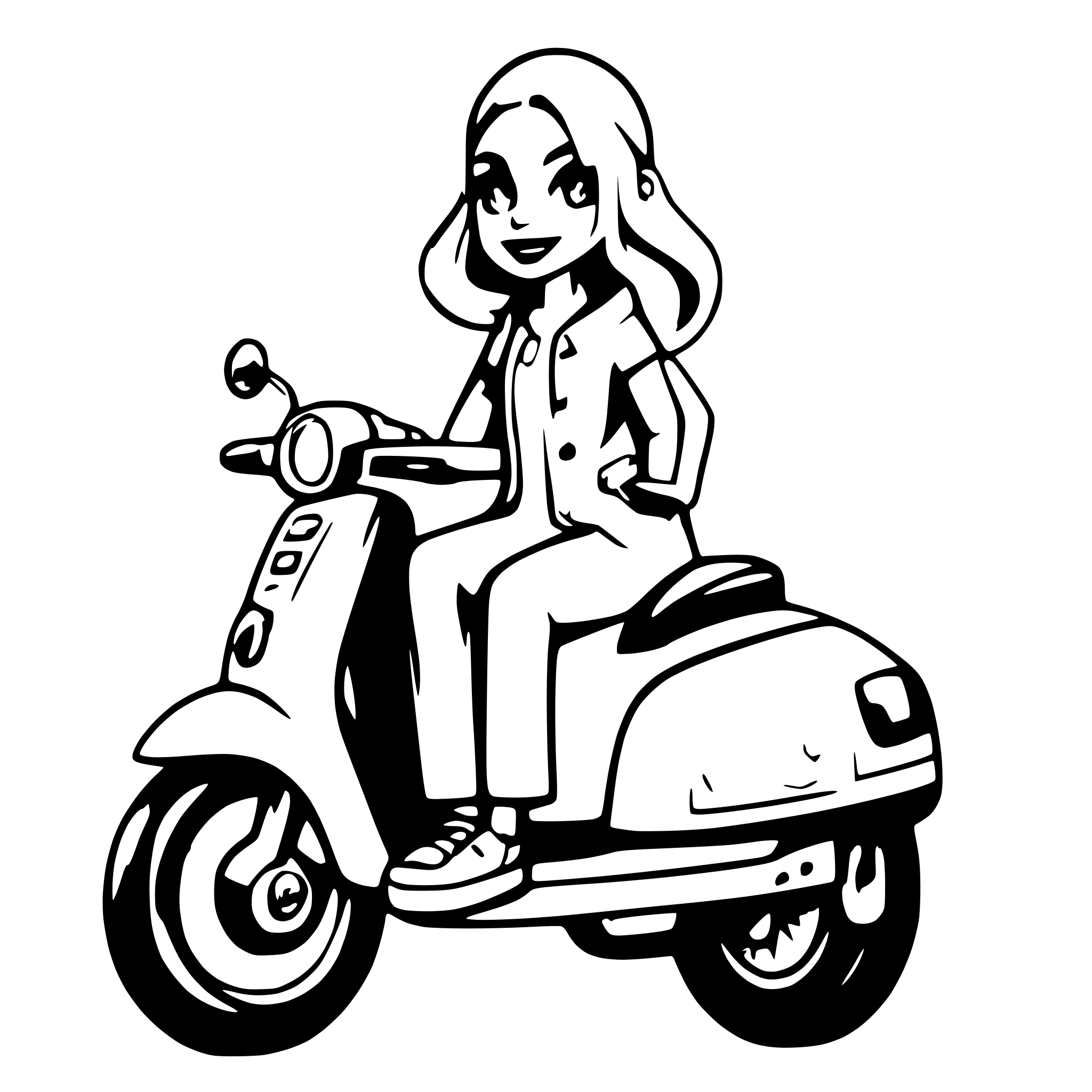 AI-generated SVG of a Woman on a vespa