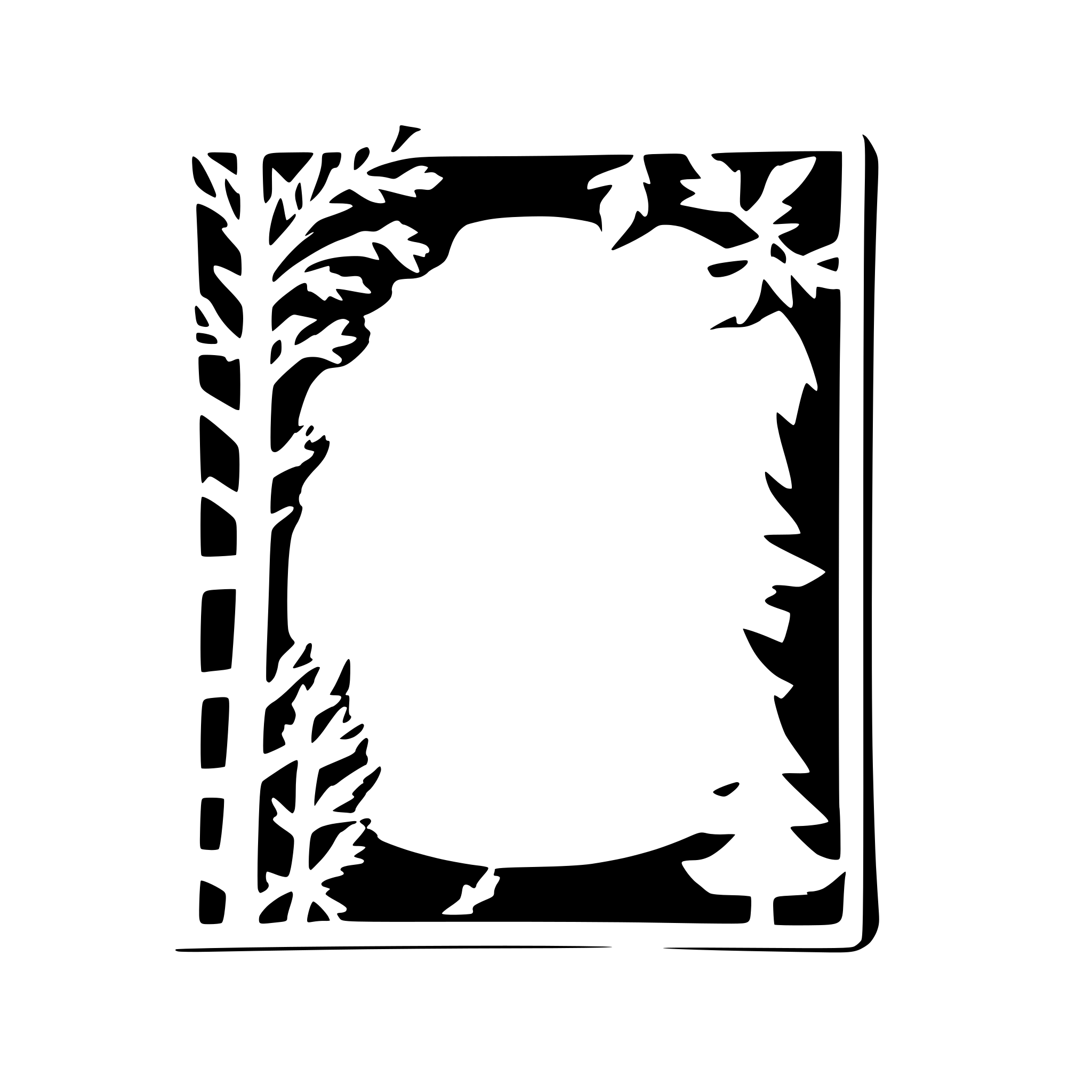 AI-generated SVG of a Create an SVG design of a Christmas photo frame suitable for laser cutting. The frame should include a precise rectangular space in the center measuring 15x20 cm to hold a photo. Around this central space, design decorative borders in a festive and Alsatian style, incorporating elements like snowflakes, pine branches, bells, and simplified silhouettes of traditional Alsatian half-timbered houses. Use simple, continuous lines and outlines without any fills to ensure compatibility with laser cutti
