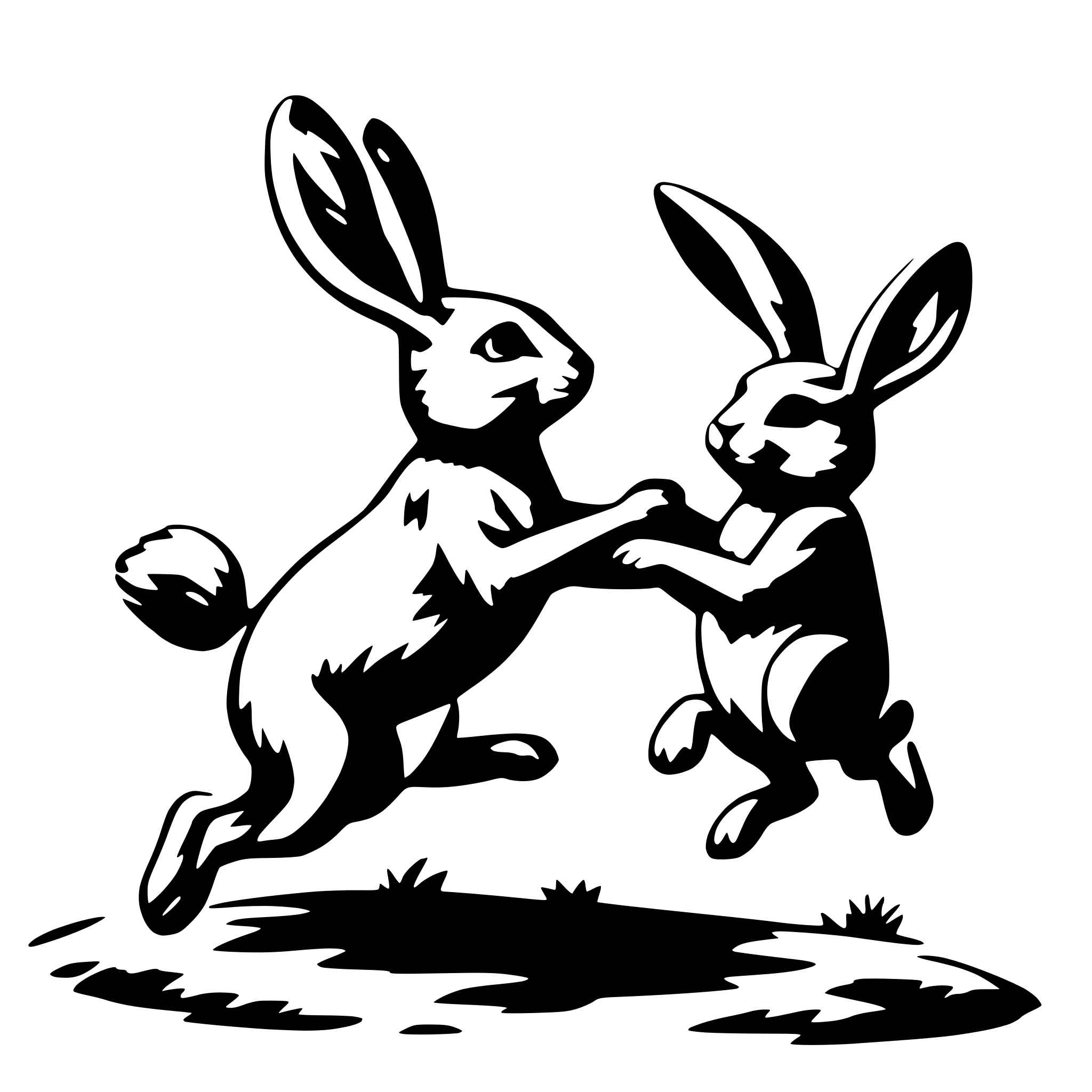 AI-generated SVG of 'rabbit jumping each other'