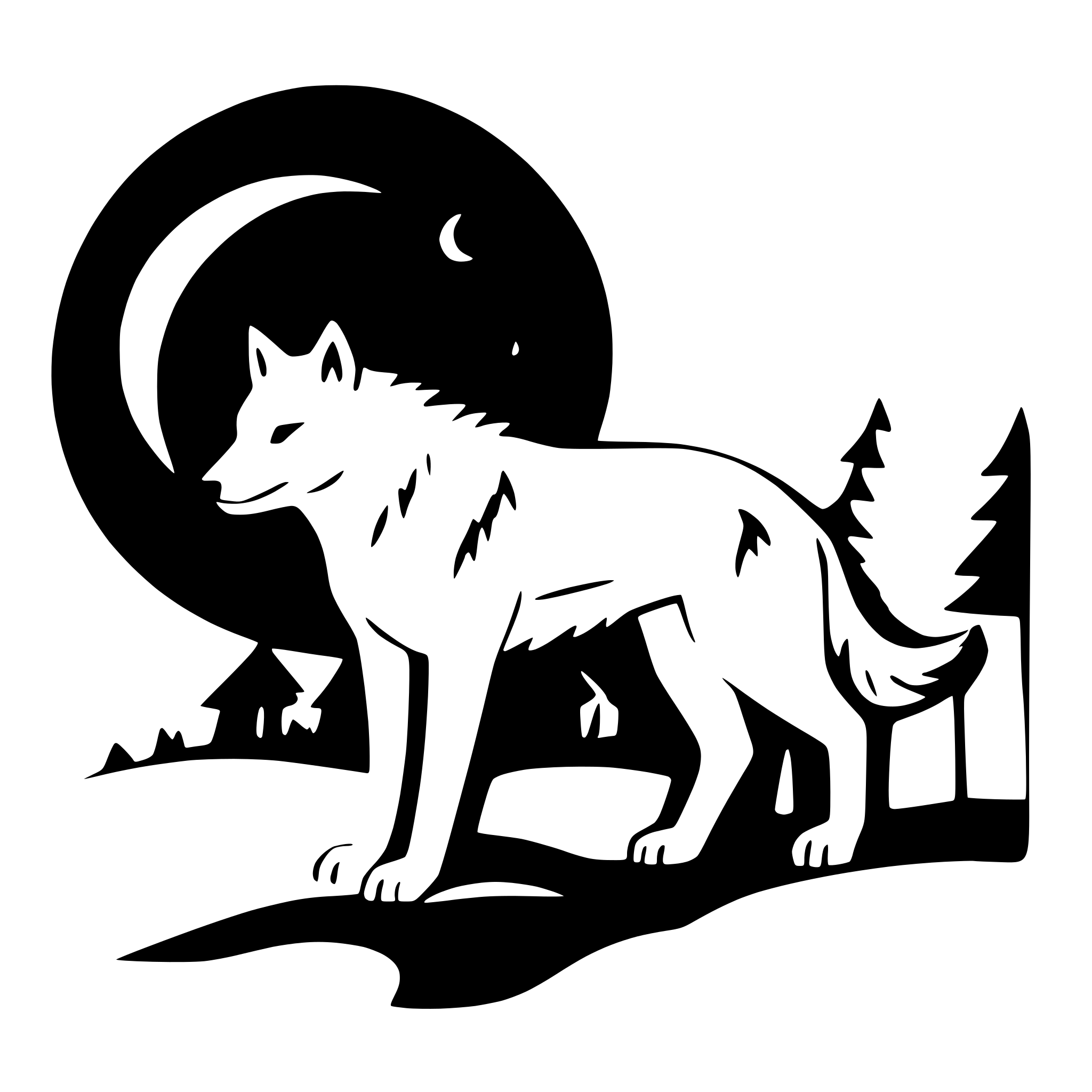 AI-generated SVG of 'moonlit night with wolves'