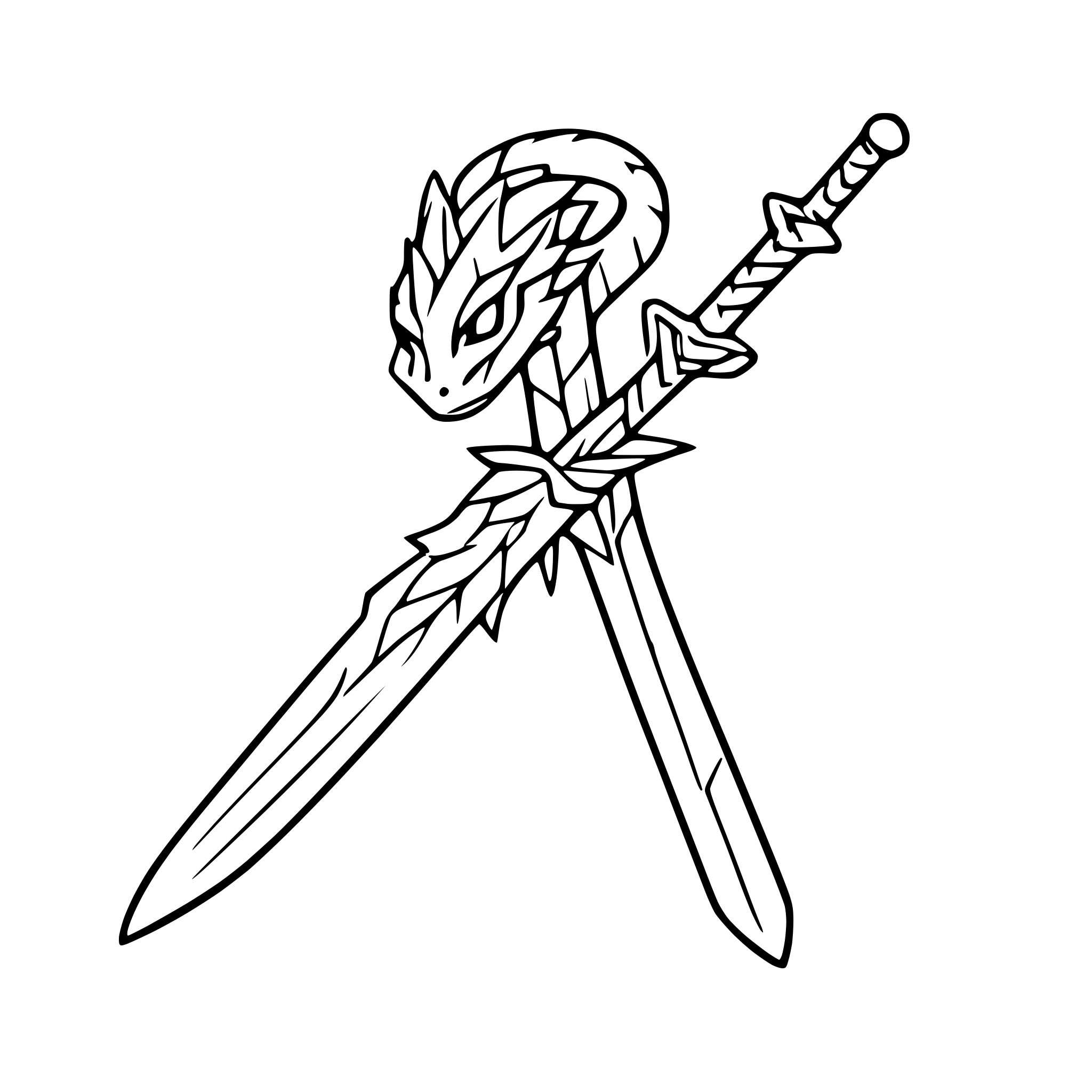 AI-generated SVG of a sword with dragon entwined