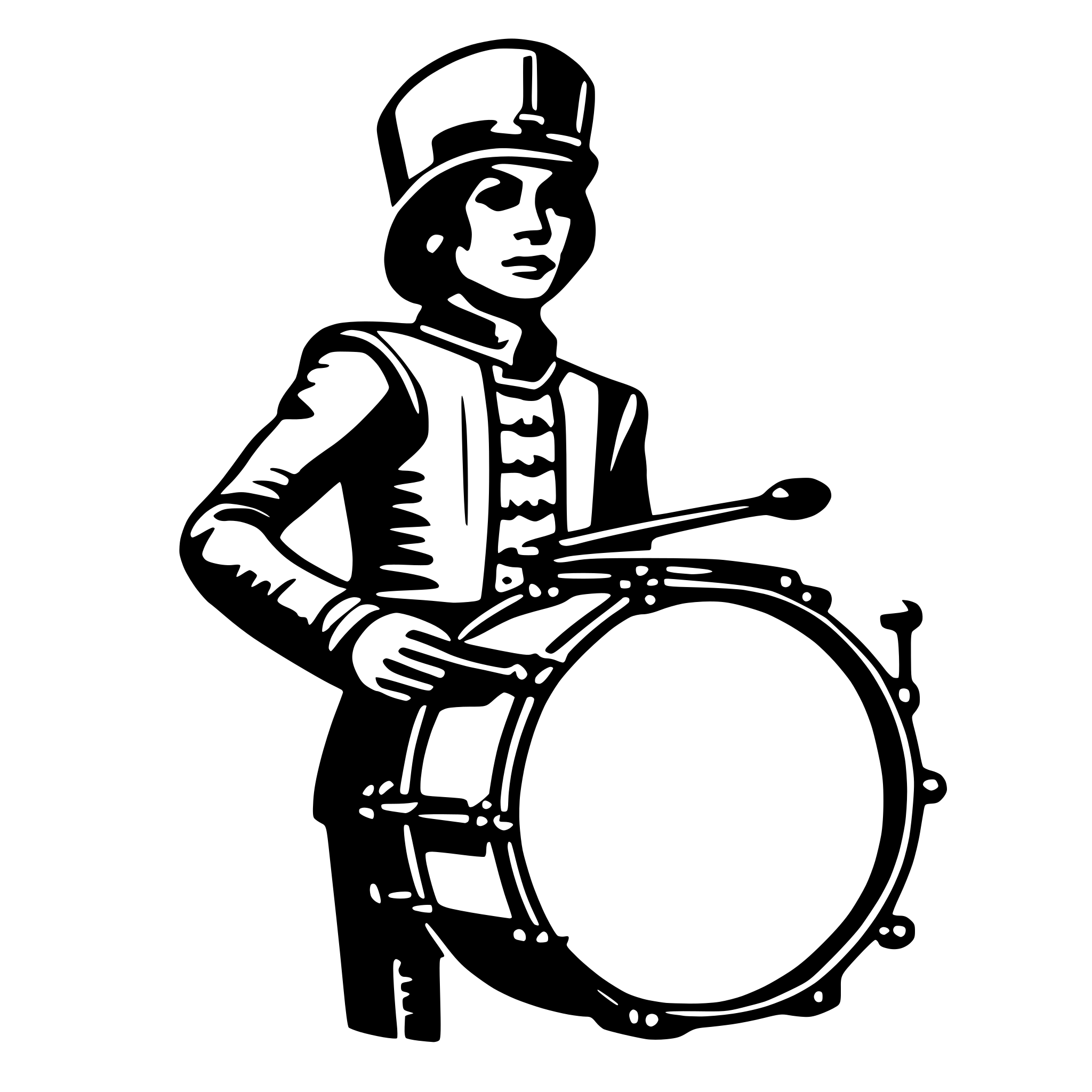 AI-generated SVG of a Marching bass drummer