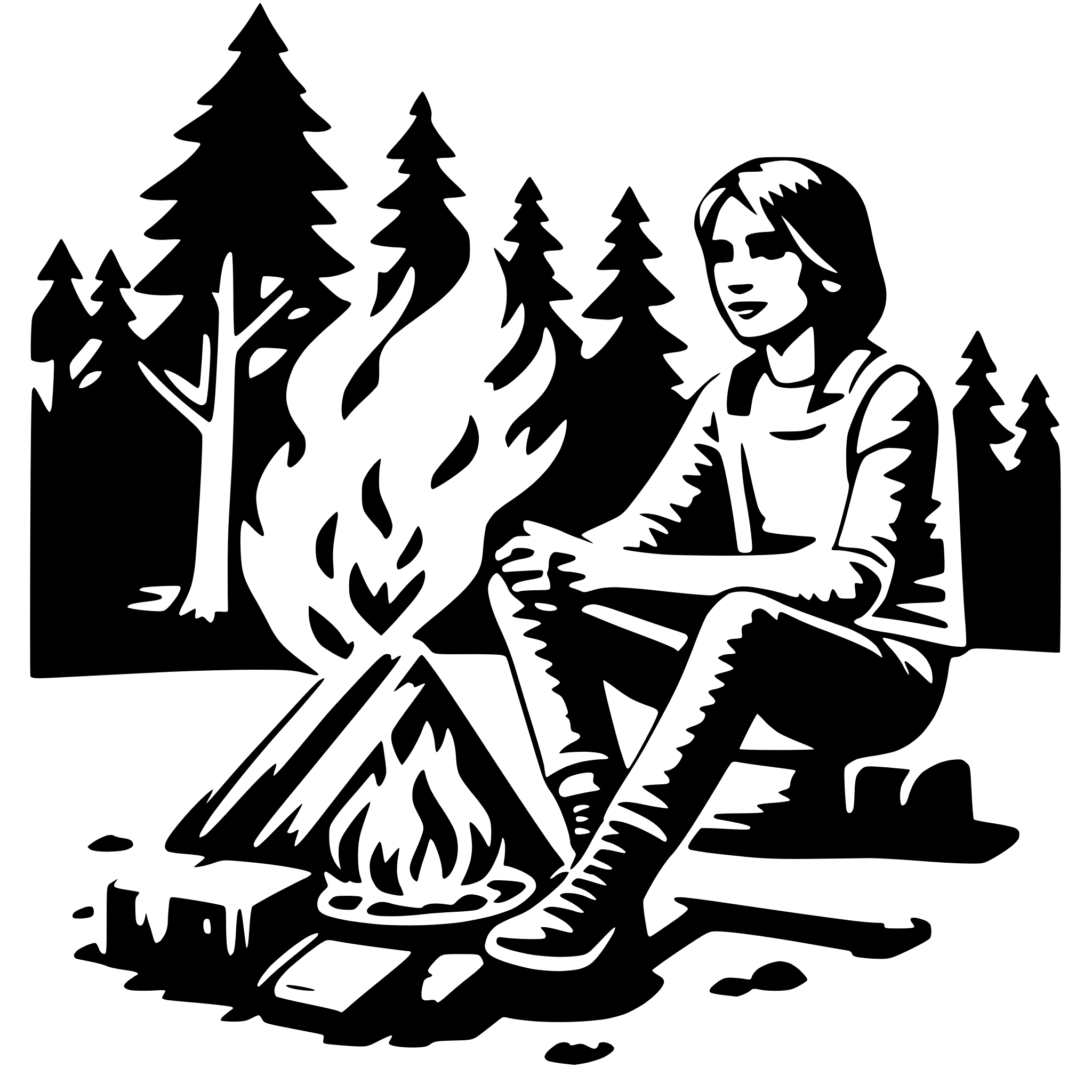 AI-generated SVG of a campfire songs