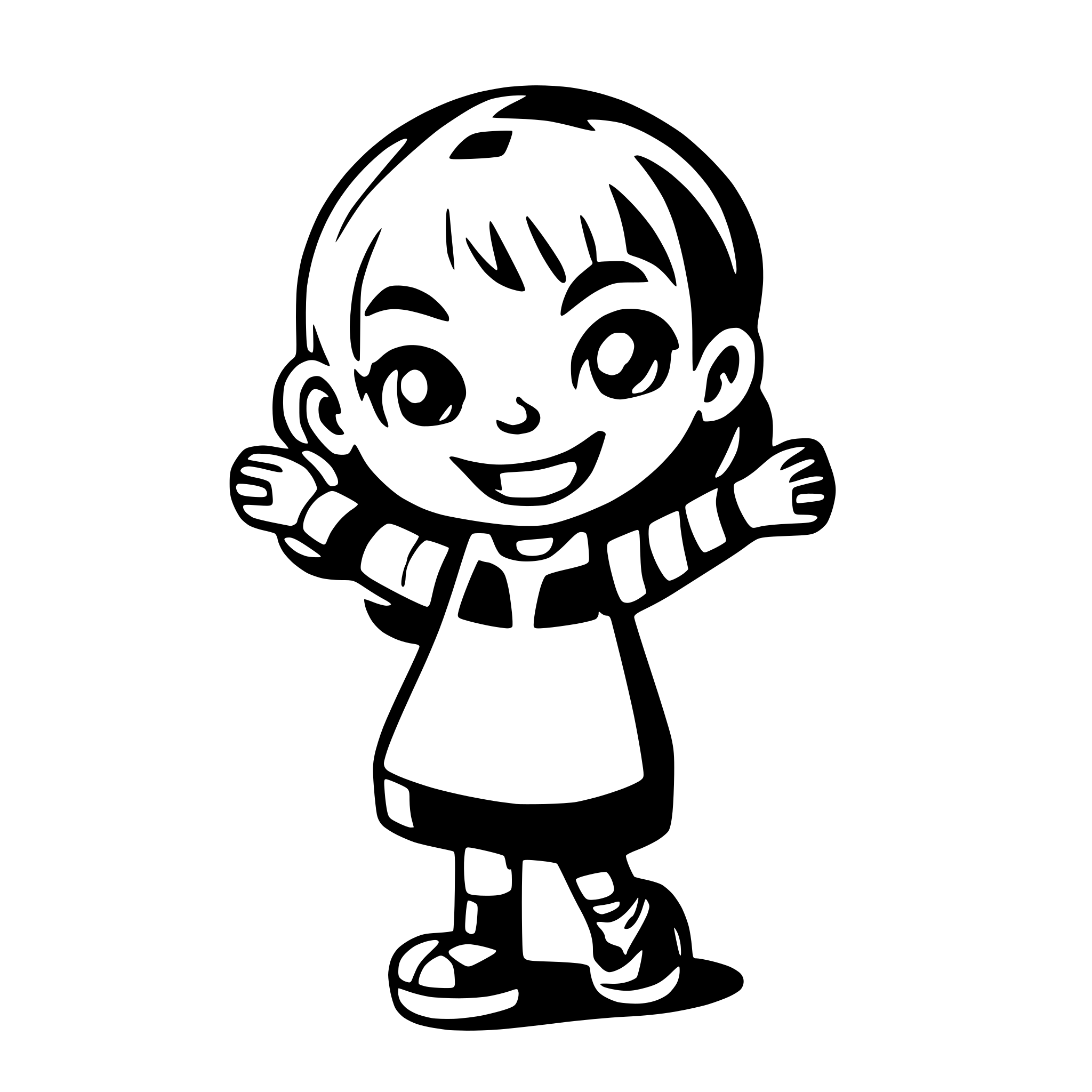 AI-generated SVG of a A kid having fun. No background.