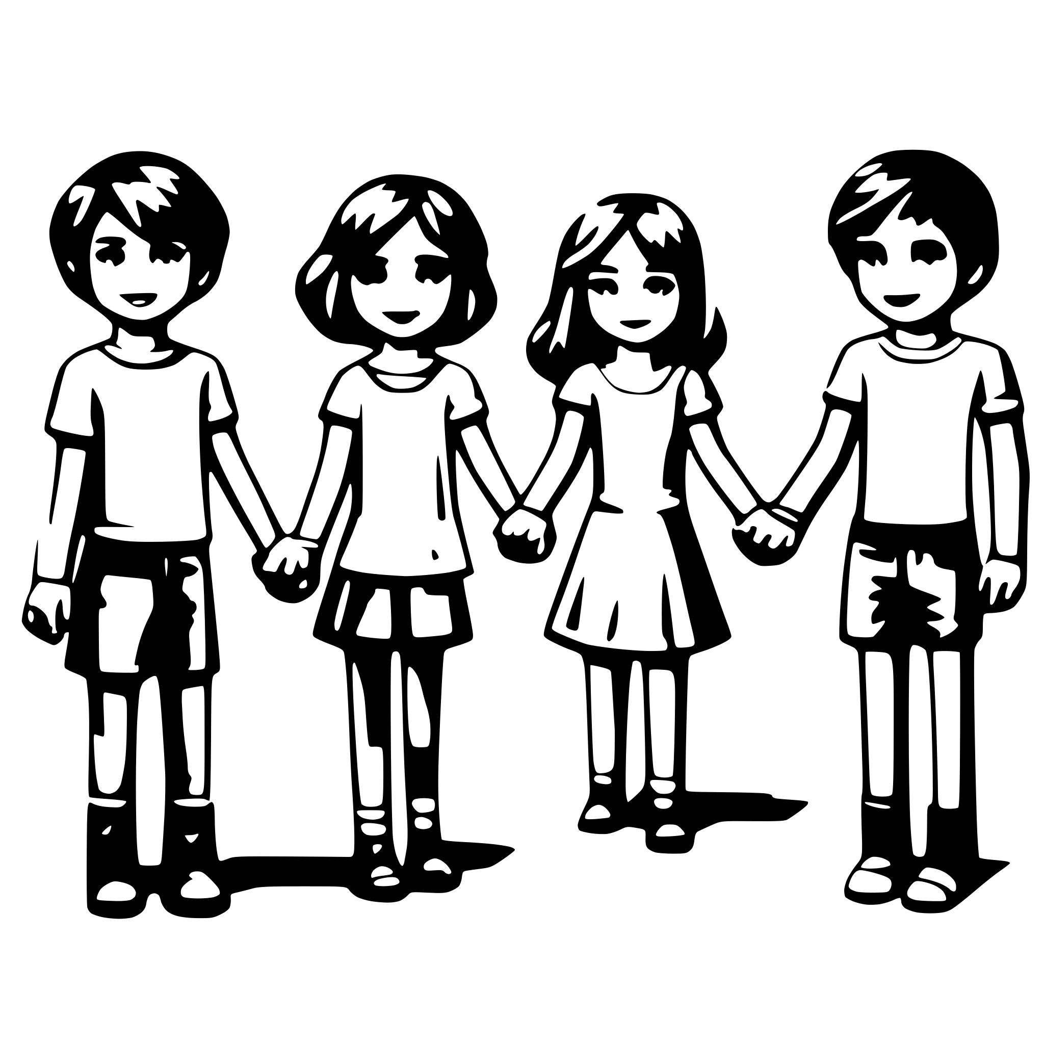 AI-generated SVG of a boys and girls forming a line and holding hands