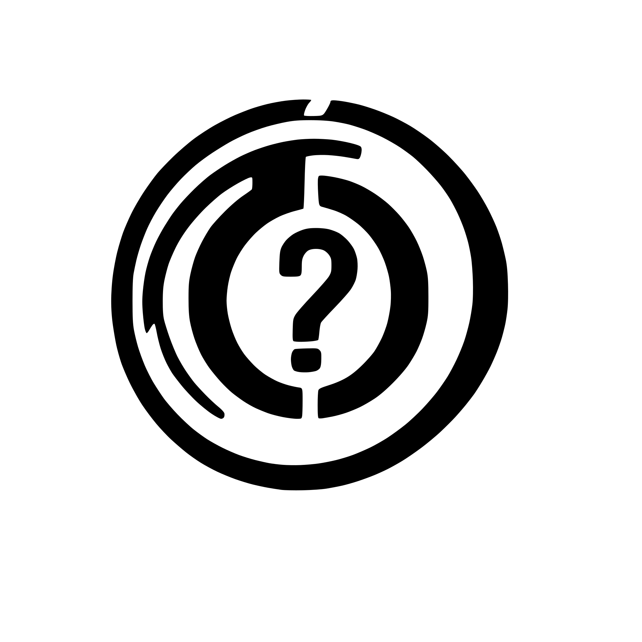 AI-generated SVG of a a single question mark in a closing camera aperture