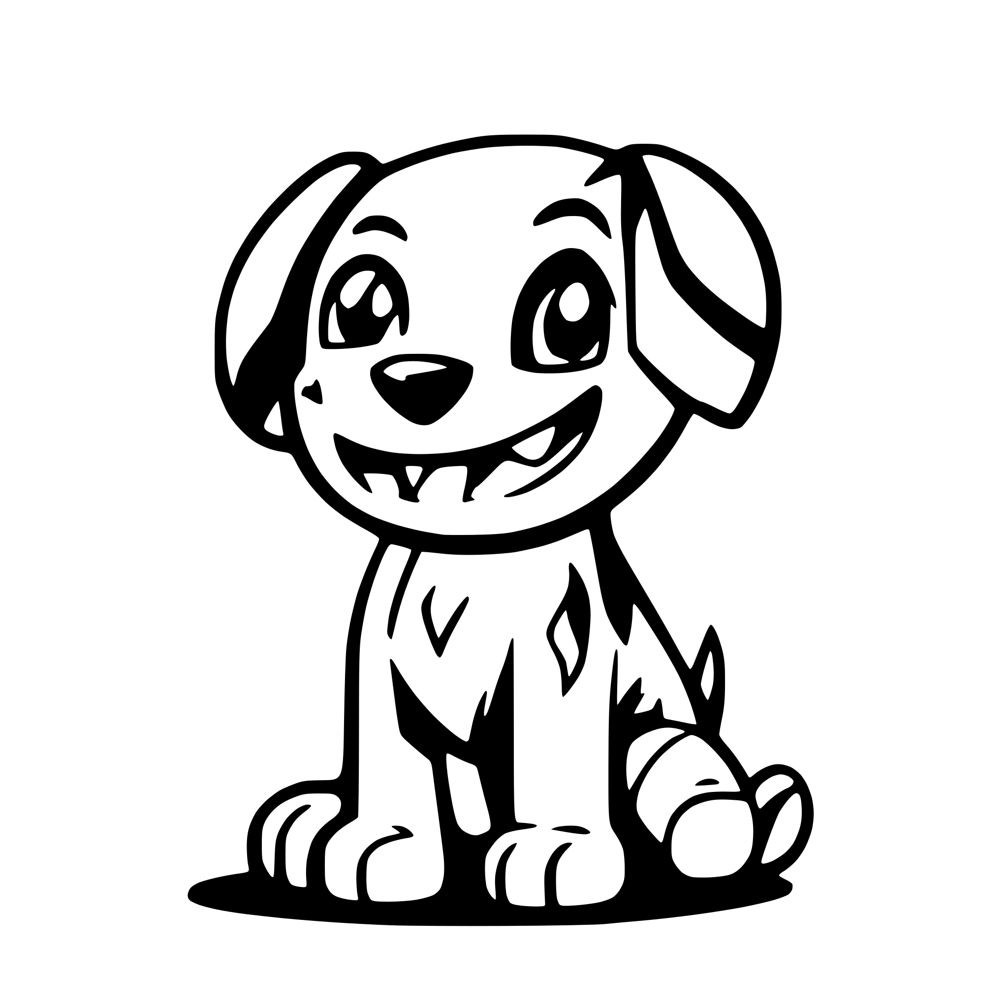 AI-generated SVG of a a spritesheet of a smiling puppy from all direction