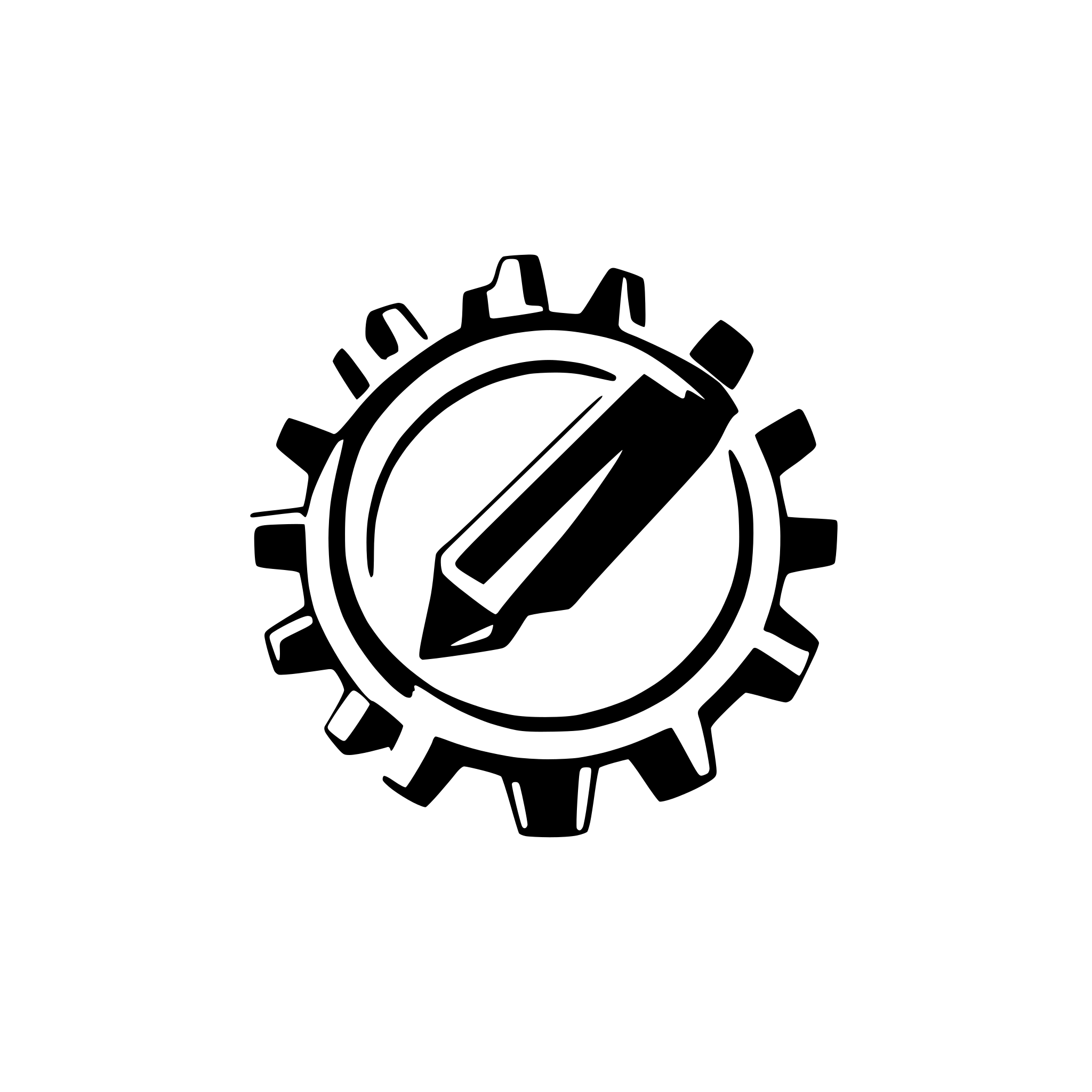AI-generated SVG of a generate an svg image of a drill symbol with a cogwheel on it