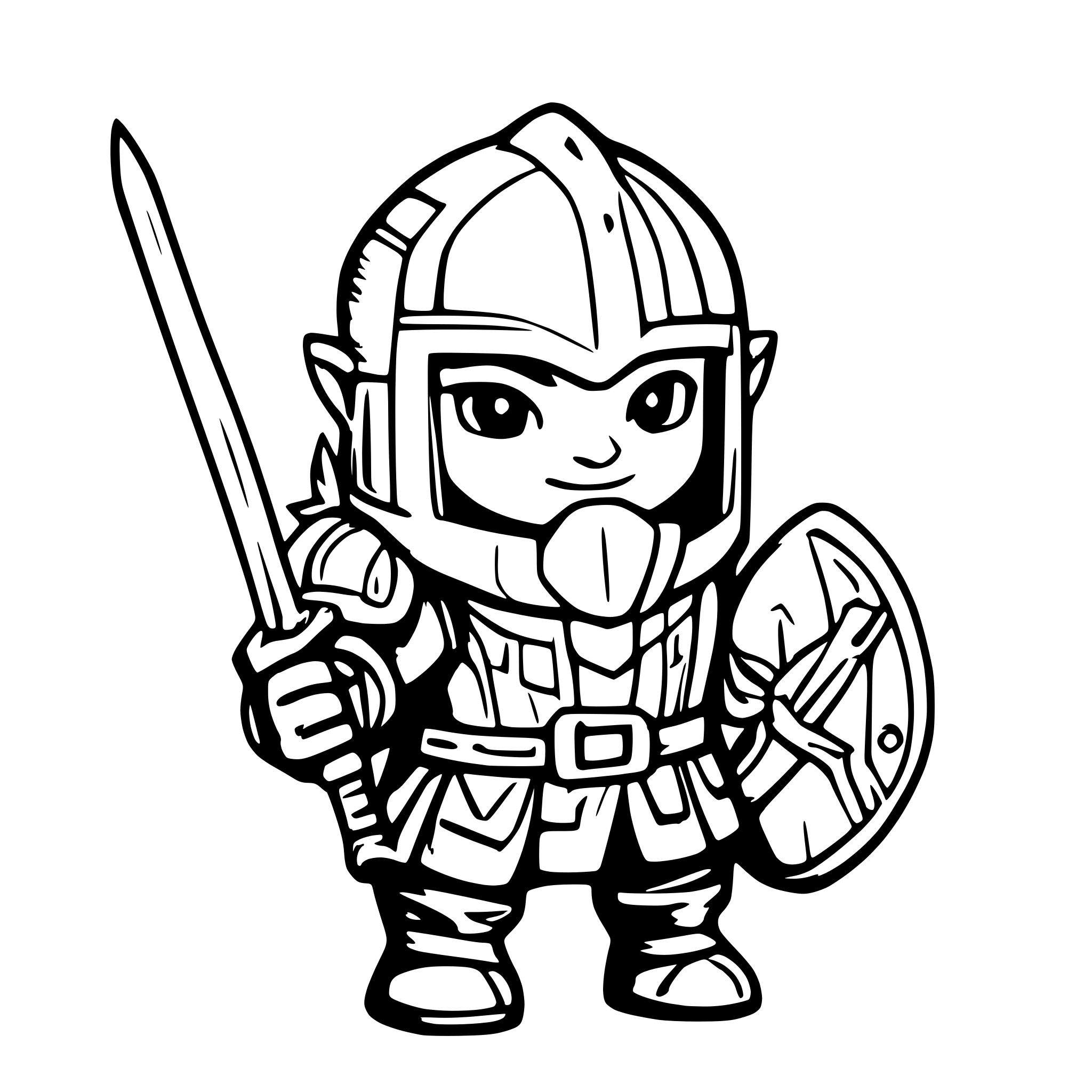 AI-generated SVG of a Gnome paladin from dnd with sword and shield looking badass in full armor