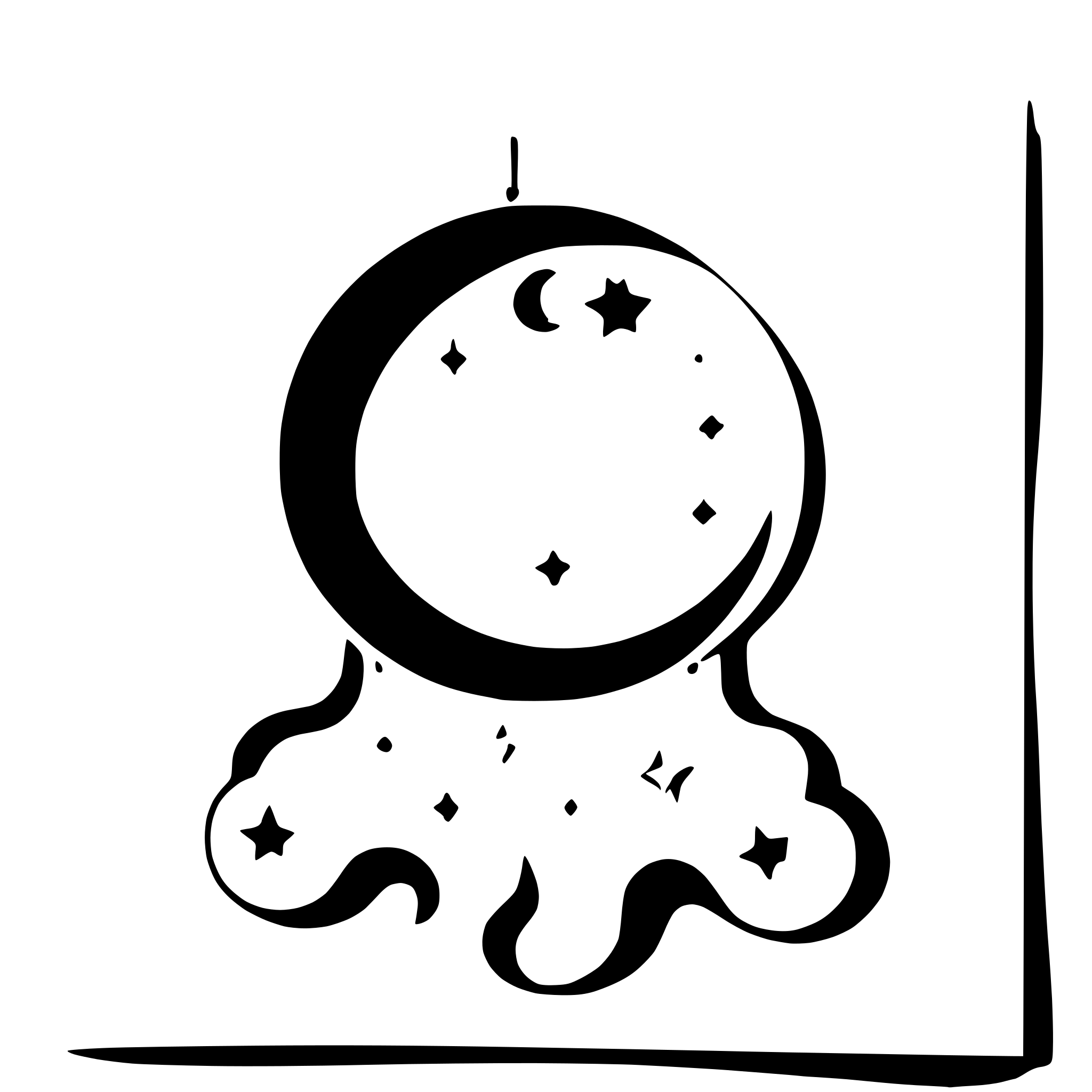 AI-generated SVG of a moon with dangling stars