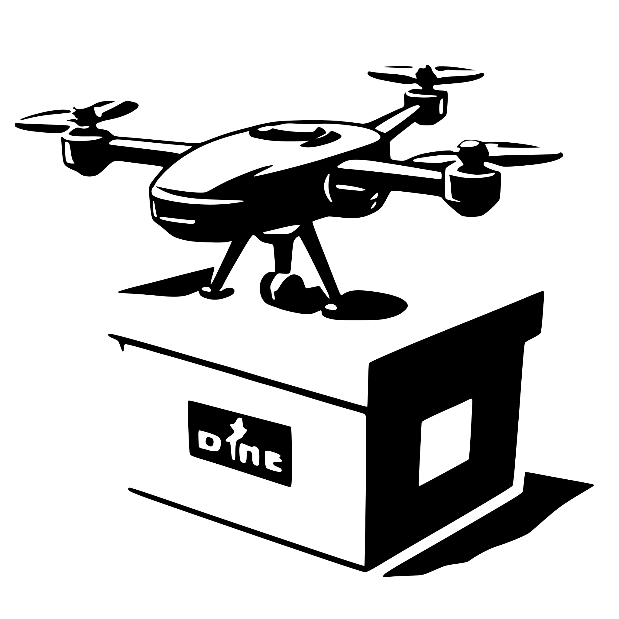 AI-generated SVG of a drone coming out of a box