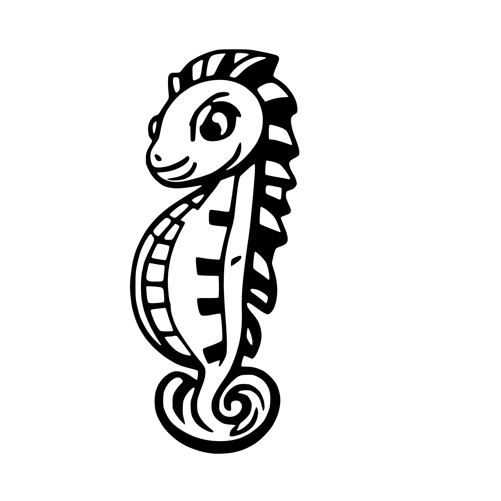 AI-generated SVG of a seahorse icon in yellow and gold