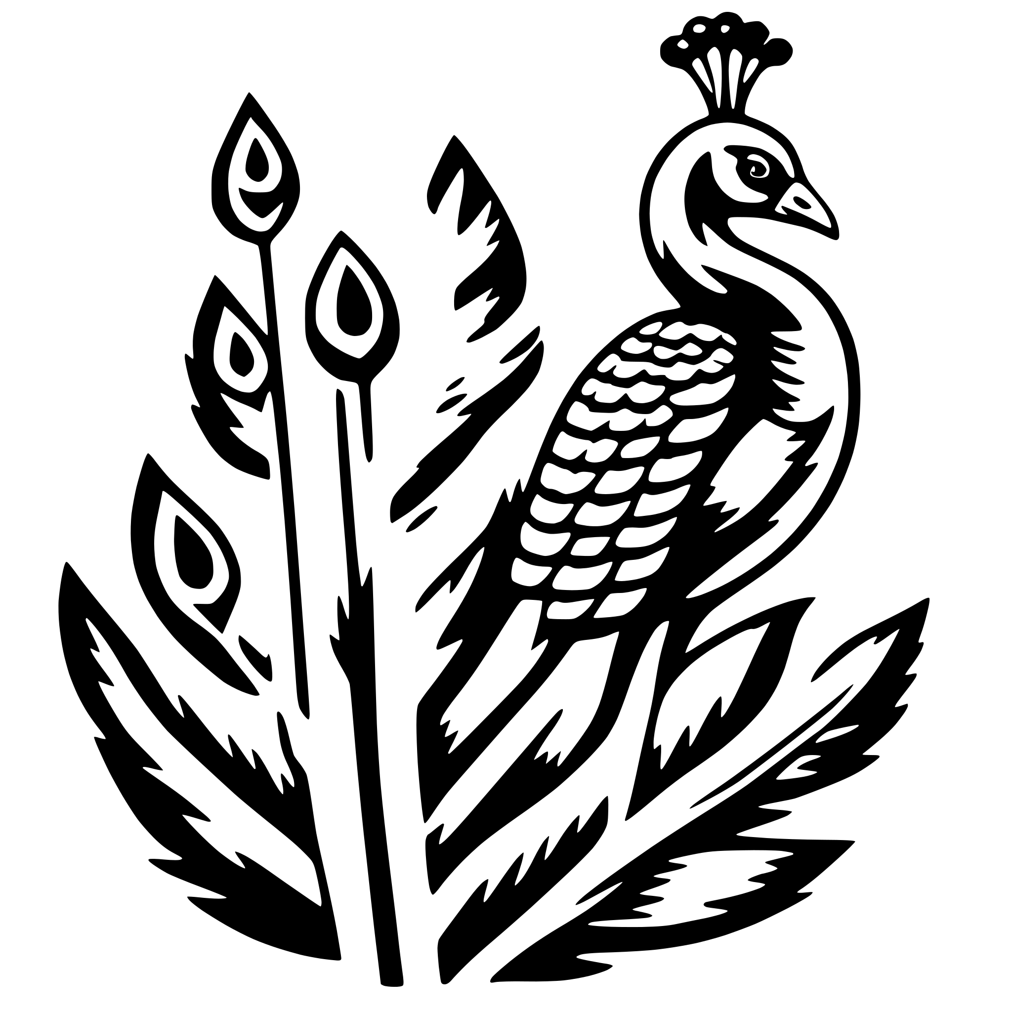 AI-generated SVG of a peacock with feathers