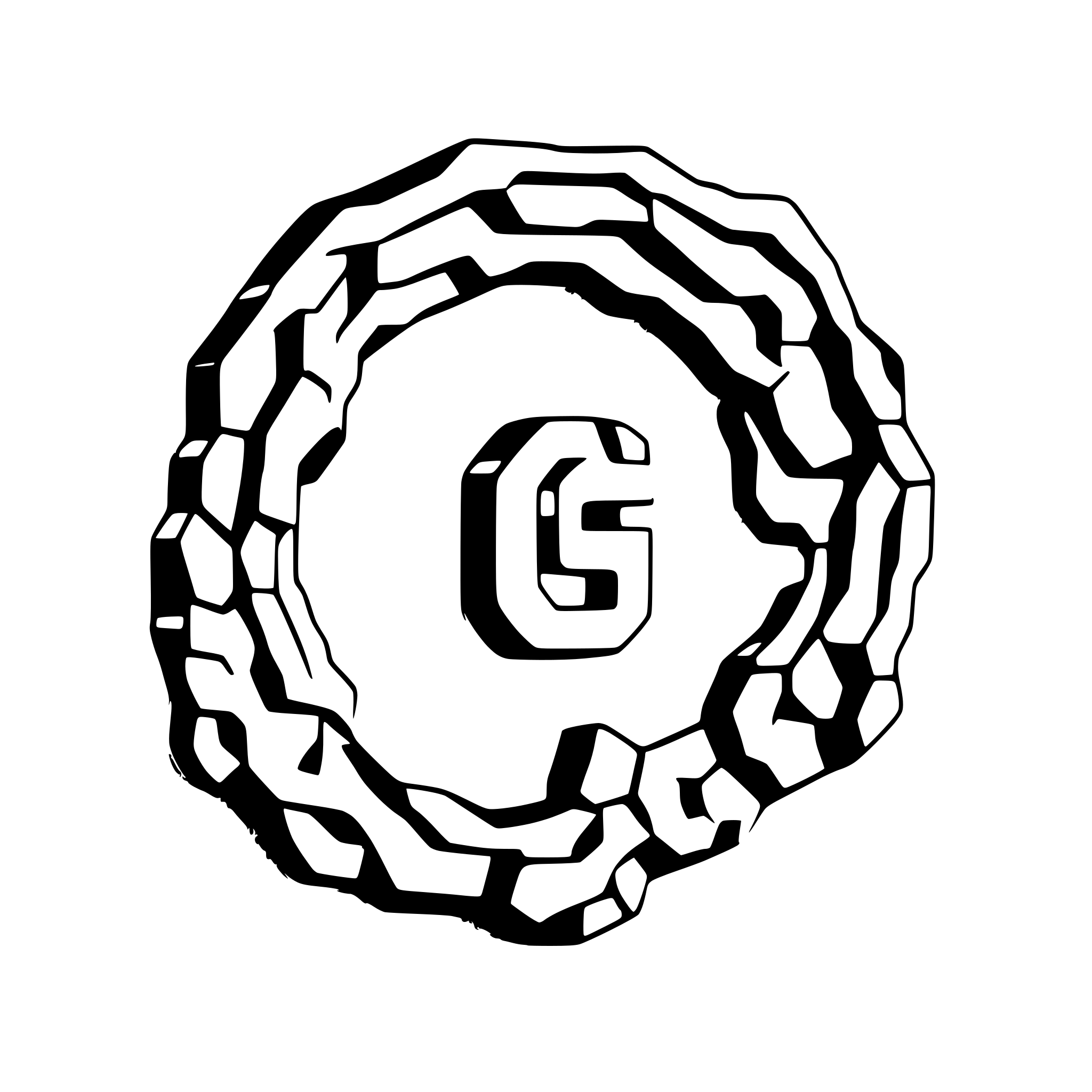 AI-generated SVG of a Capital letter "G" made out of connected hexagons of the same size