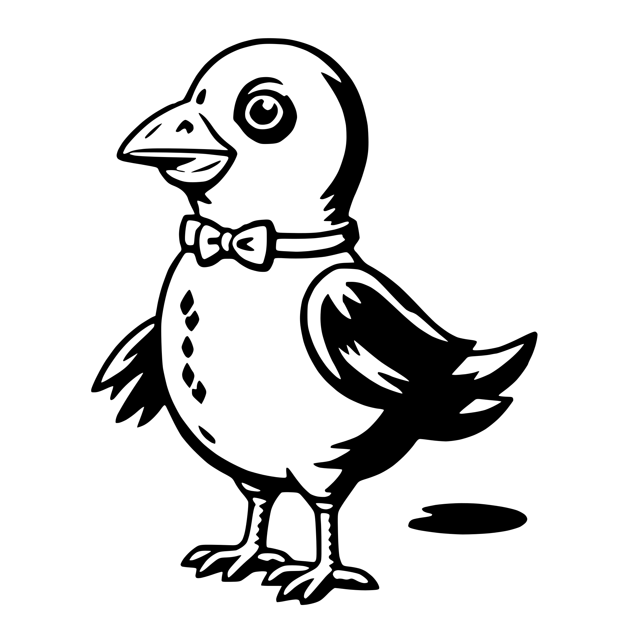 AI-generated SVG of a chicken with bow tie