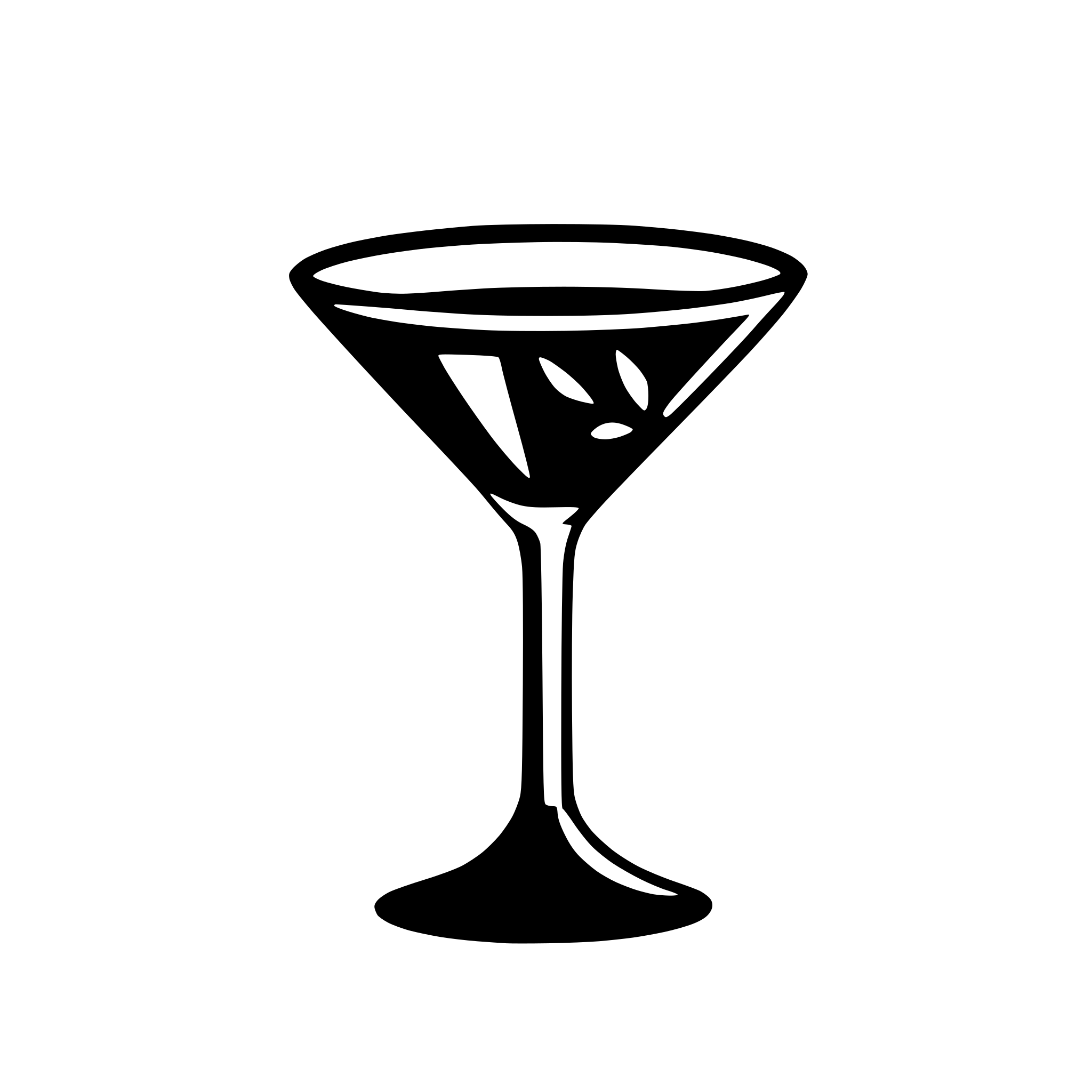 AI-generated SVG of a A minimalist black martini glass with a thin stem and wide triangular bowl, filled with liquid. A cocktail pick with an olive is placed diagonally inside the glass. The design is clean, modern, and elegant, resembling an icon or vector graphic