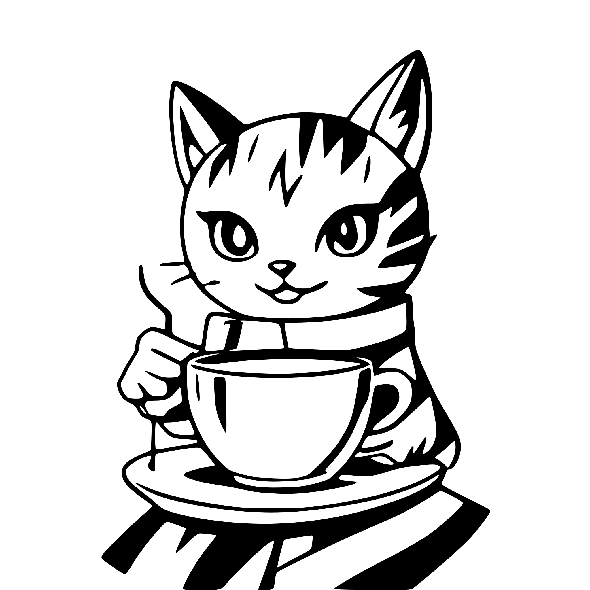 AI-generated SVG of 'Cat holding cup of coffee'