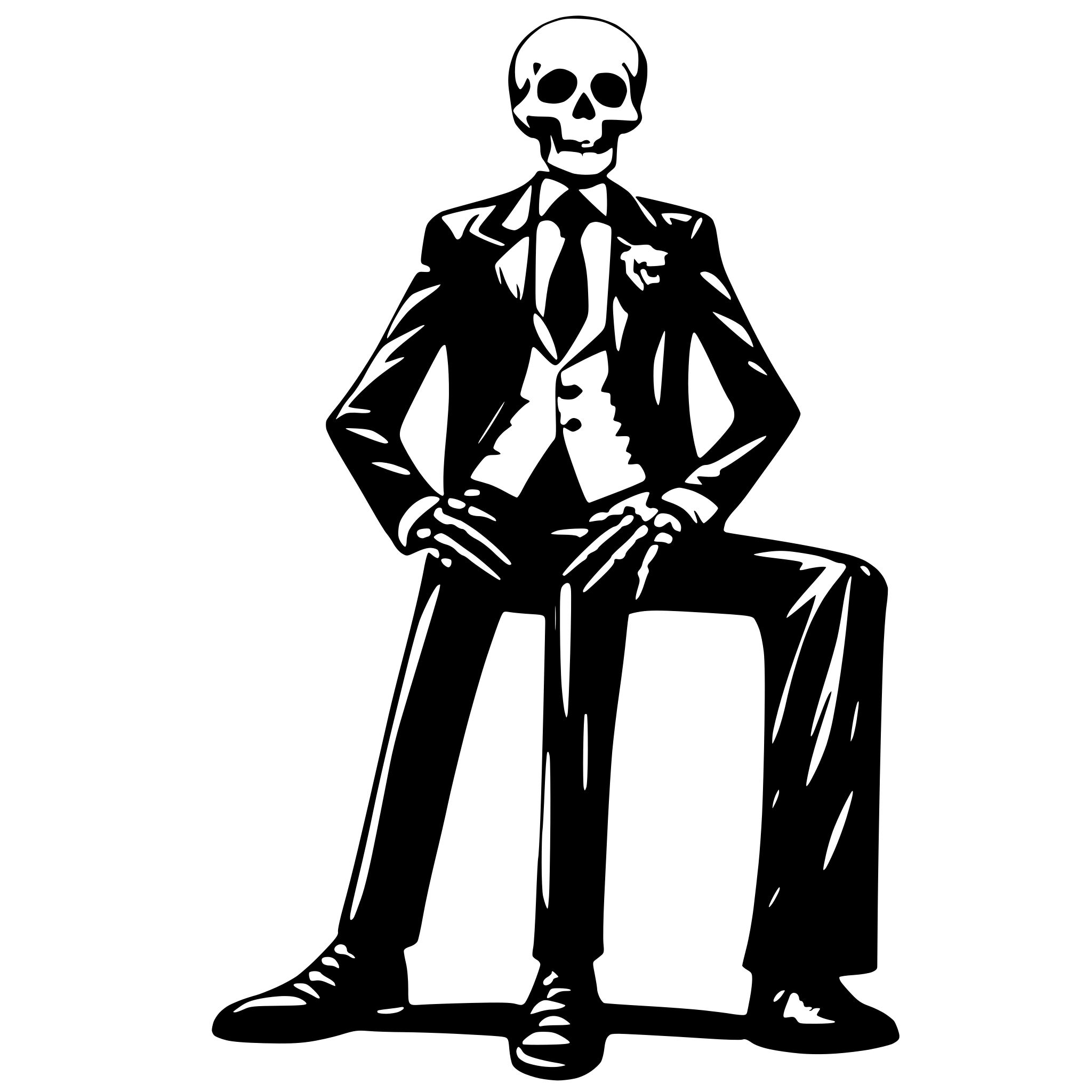 AI-generated SVG of a a skeleton in a mens suit