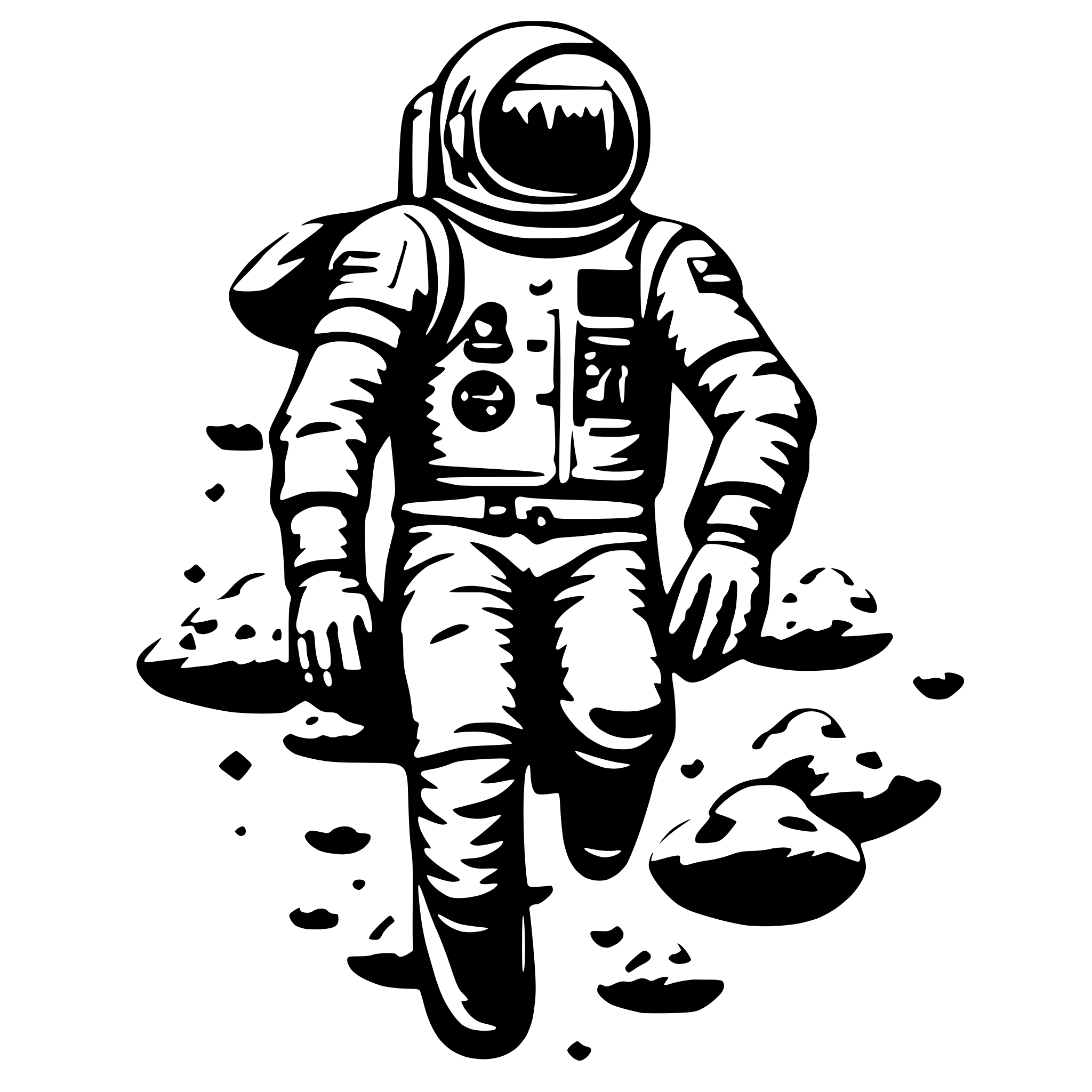 AI-generated SVG of 'astronaut floating between all'