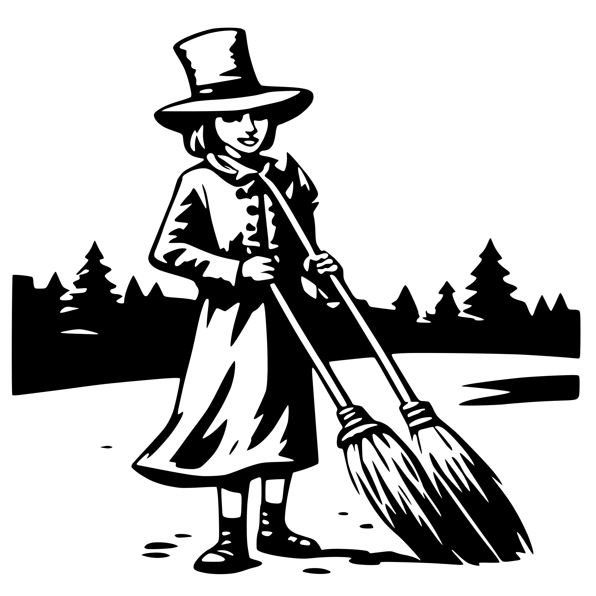 AI-generated SVG of 'with on a broom'