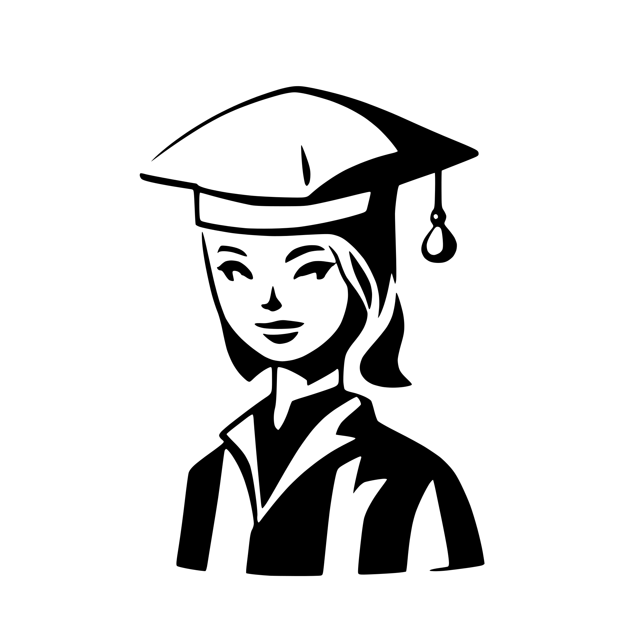 AI-generated SVG of a very simple silhouette of a person without a face who wears graduation cap