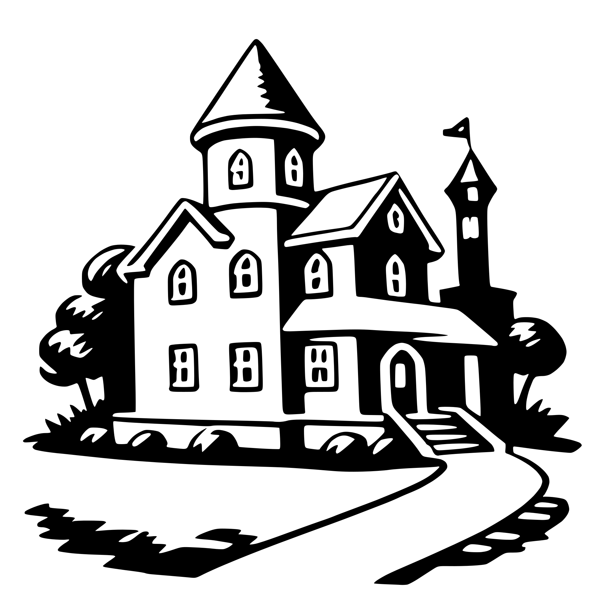 AI-generated SVG of a haunted house