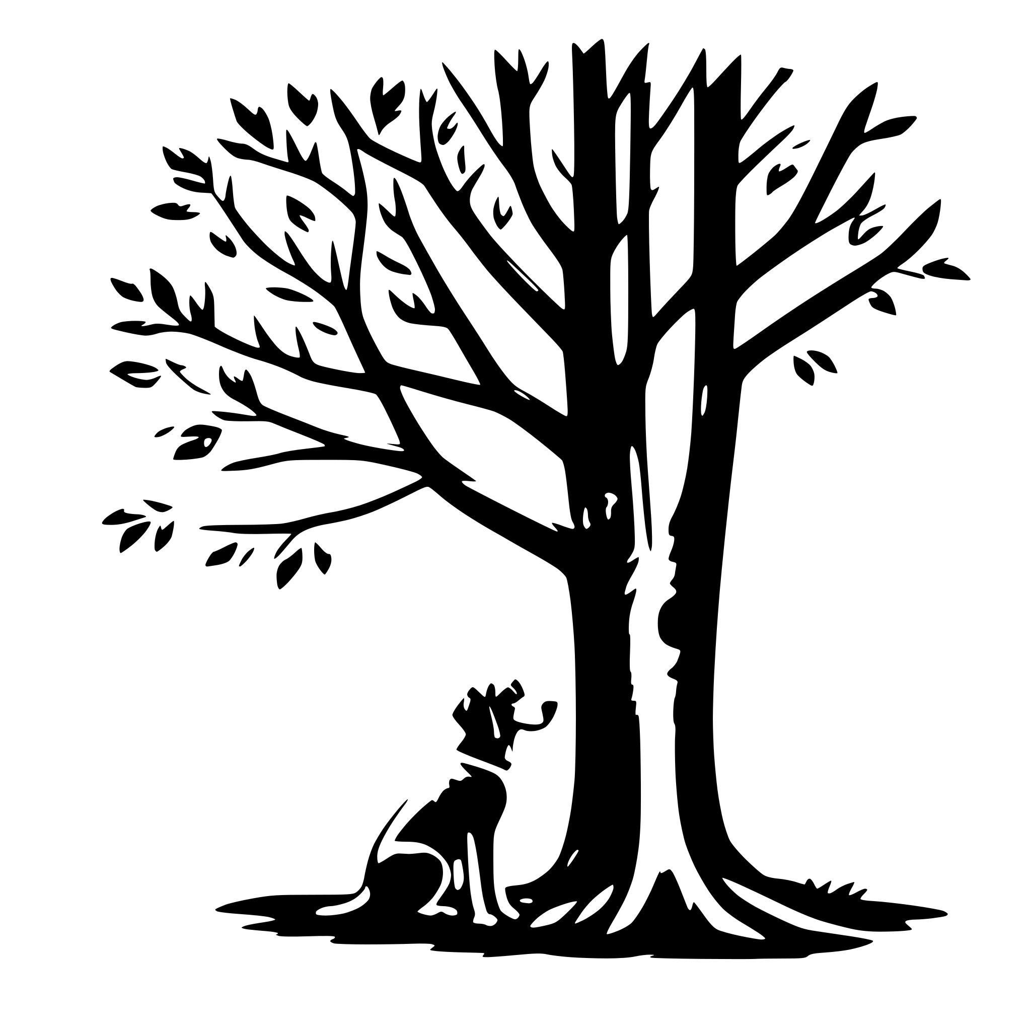 AI-generated SVG of 'dog next to a tree'