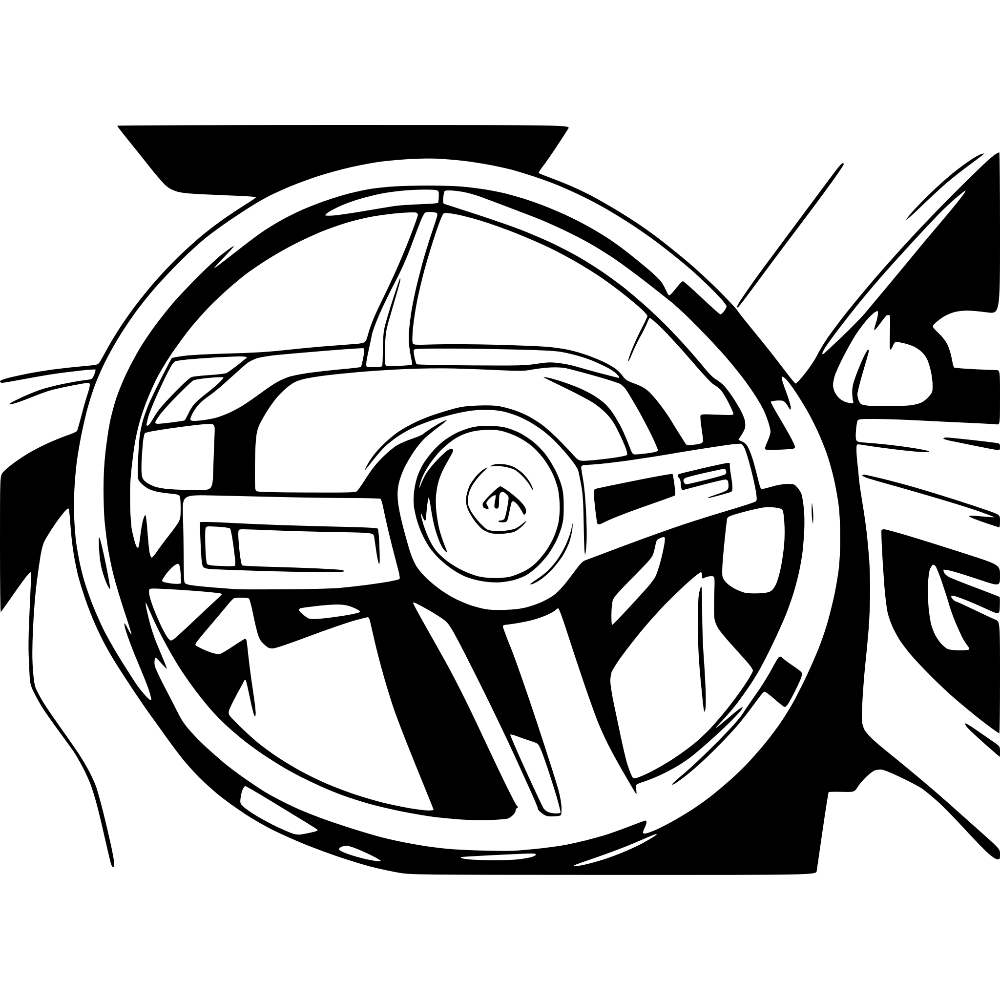 AI-generated SVG of a line art car cockpit drivers side view